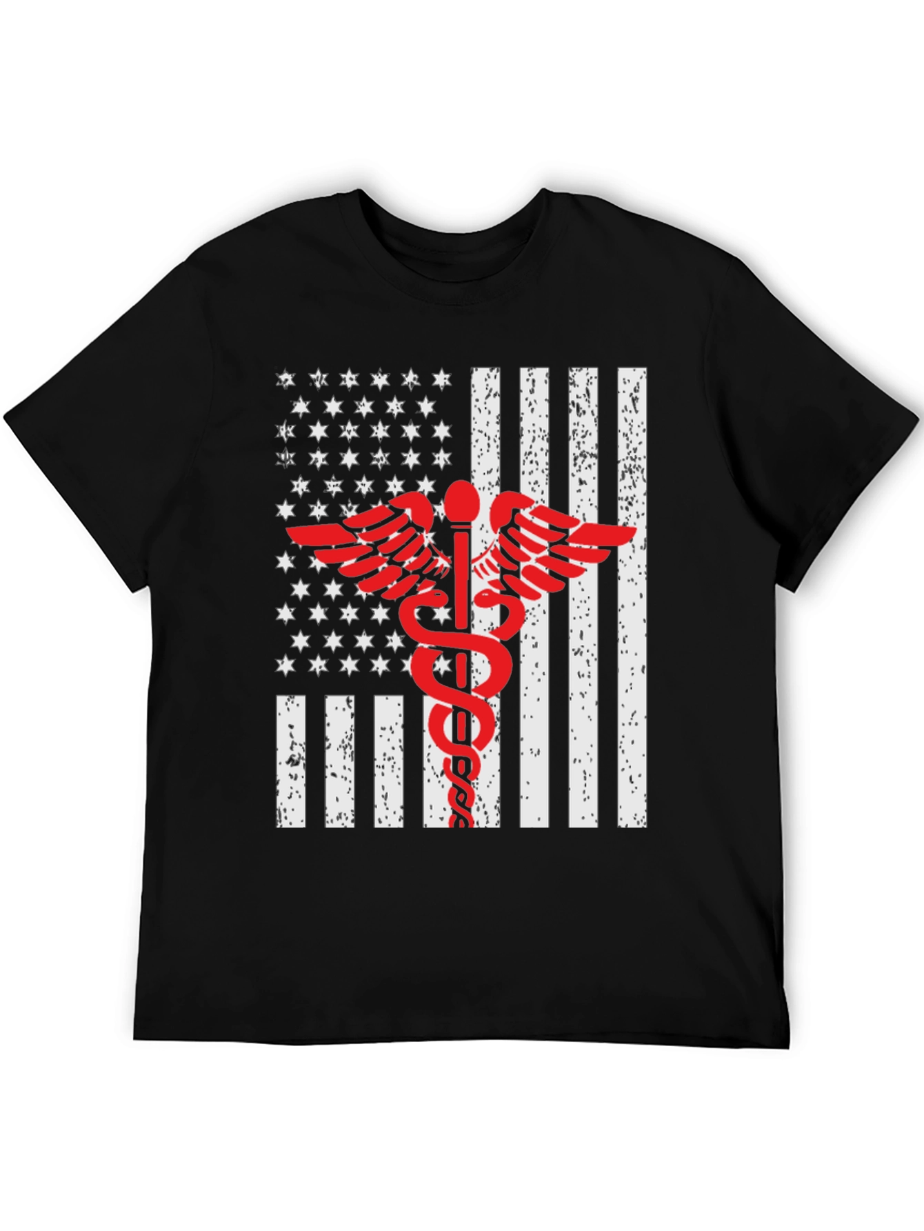 Patriotic Medical T-Shirt - American Flag Caduceus