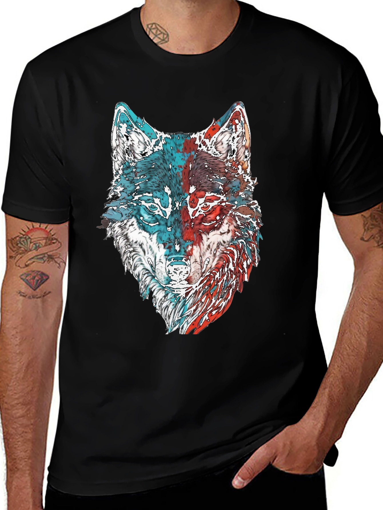 Wolf Graphic Print Mens T-Shirt