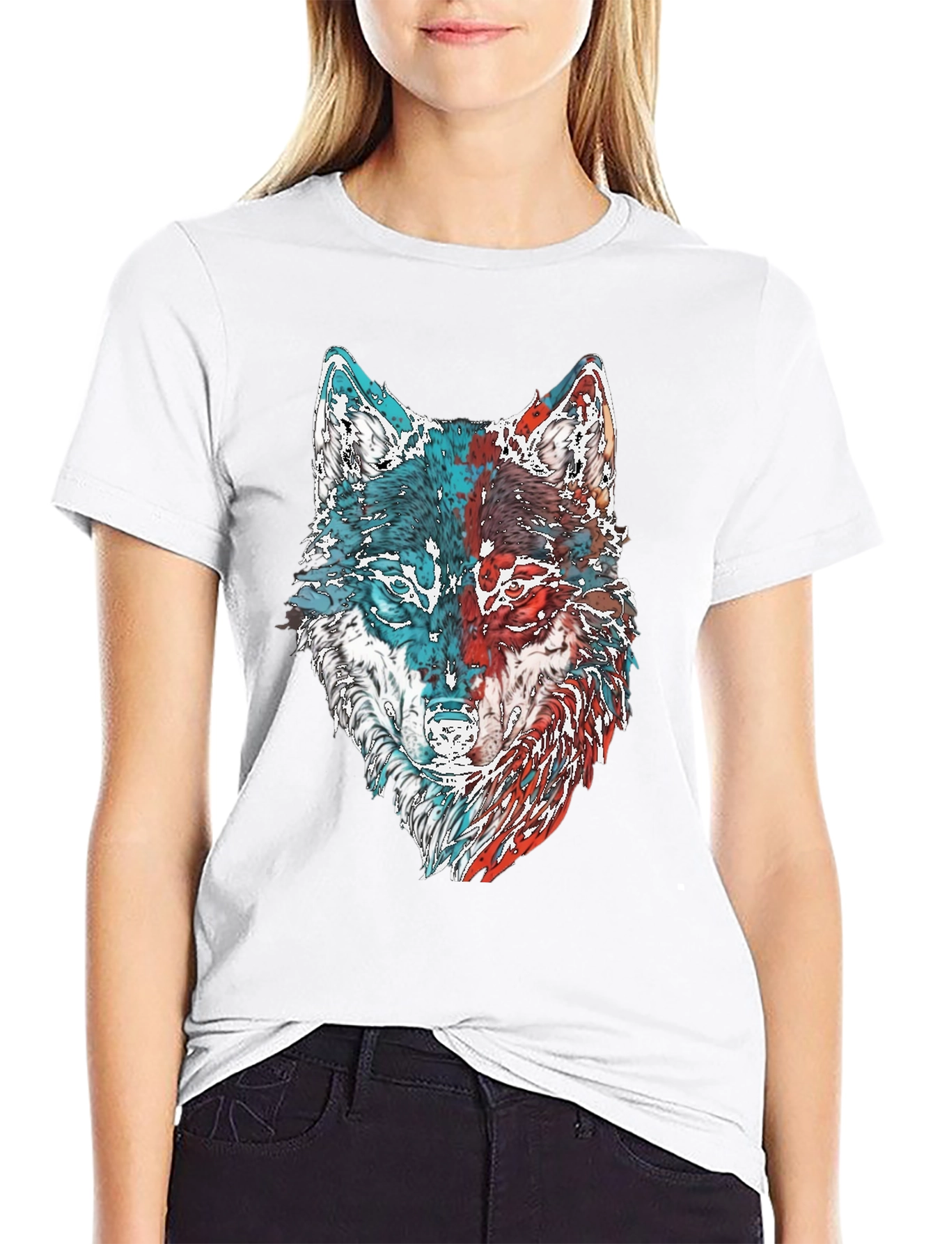 Wolf Graphic Print Mens T-Shirt