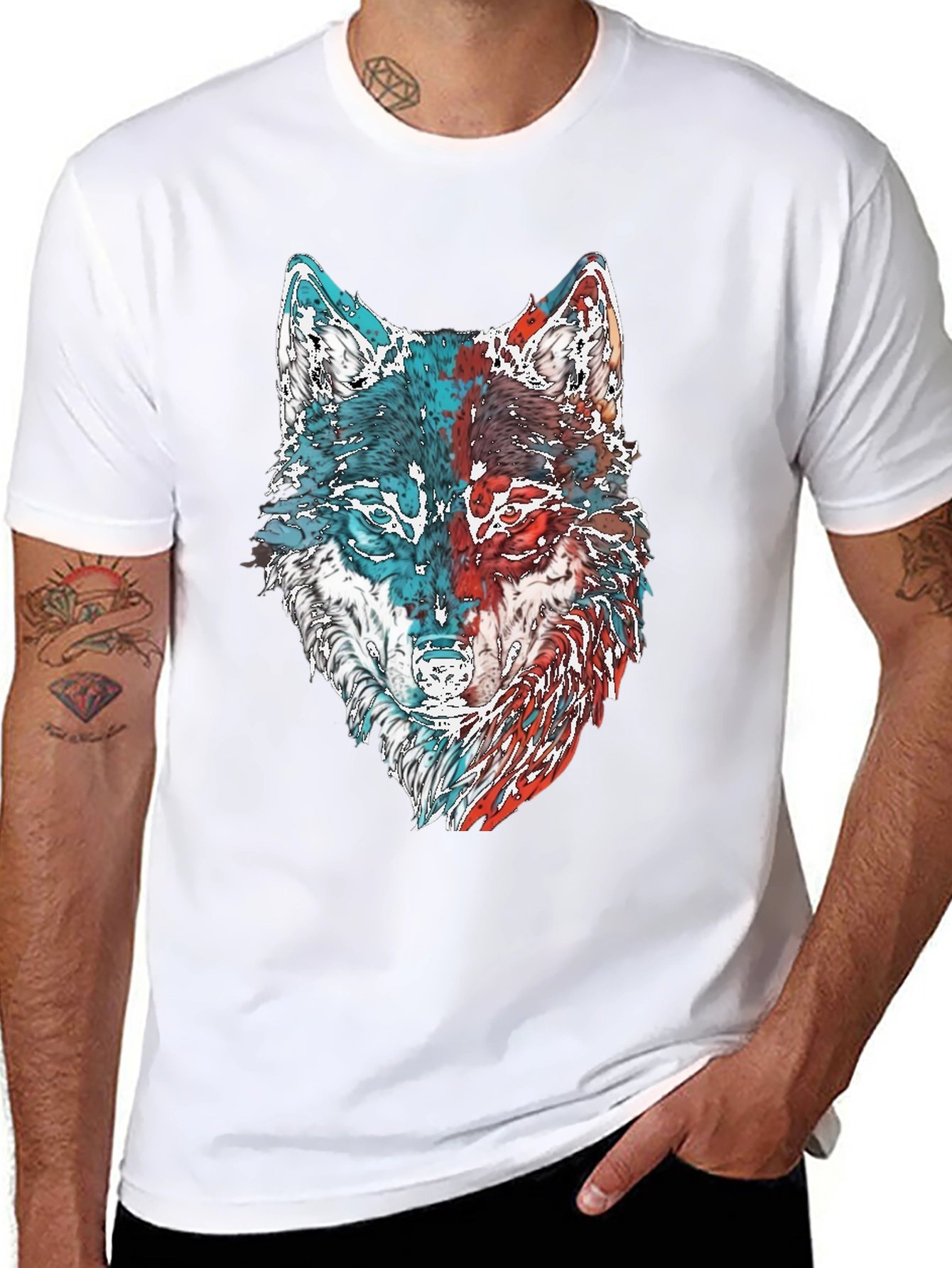 Wolf Graphic Print Mens T-Shirt