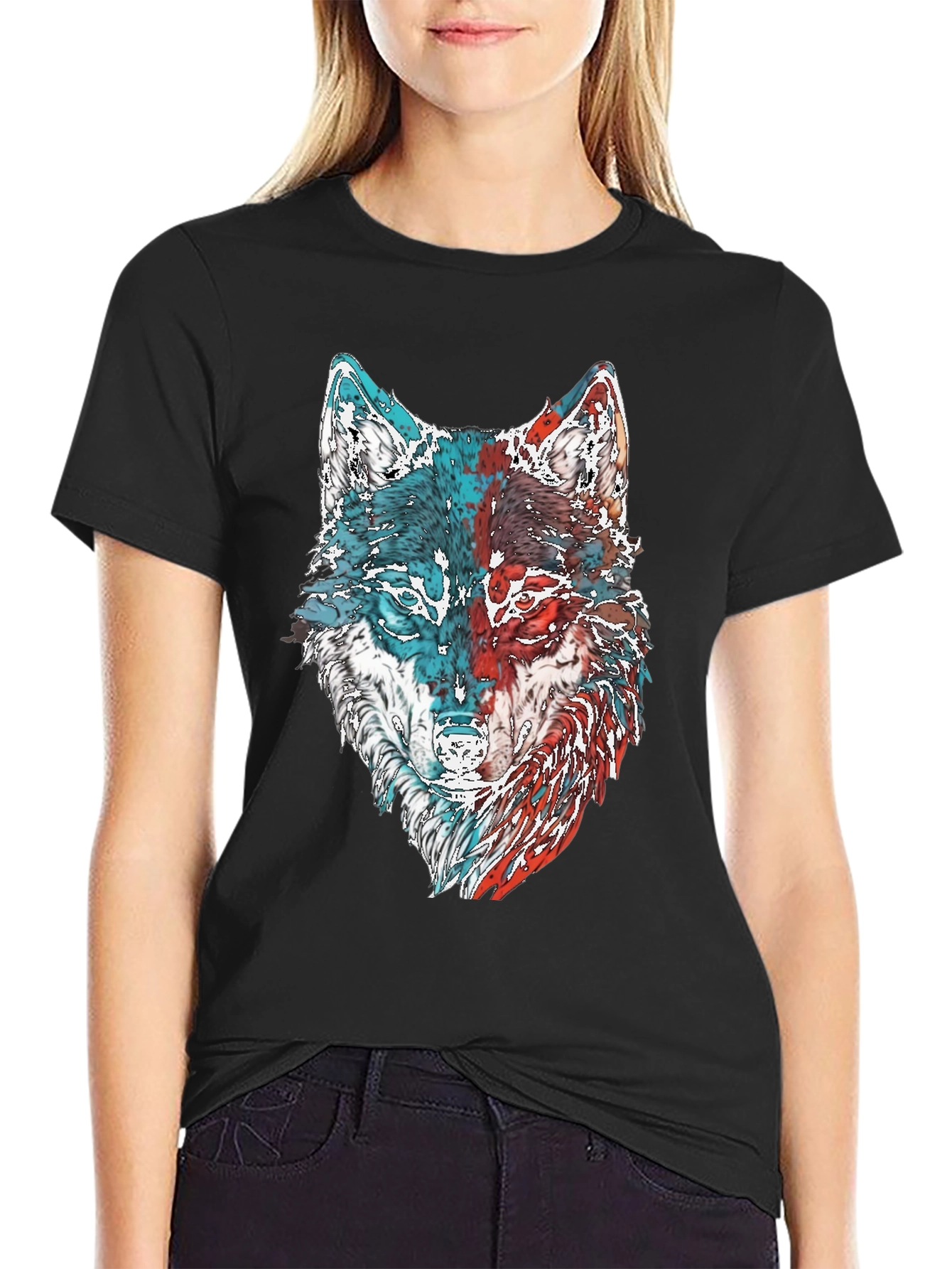 Wolf Graphic Print Mens T-Shirt