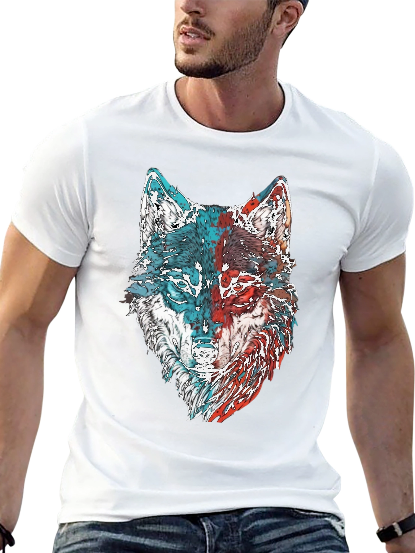 Wolf Graphic Print Mens T-Shirt