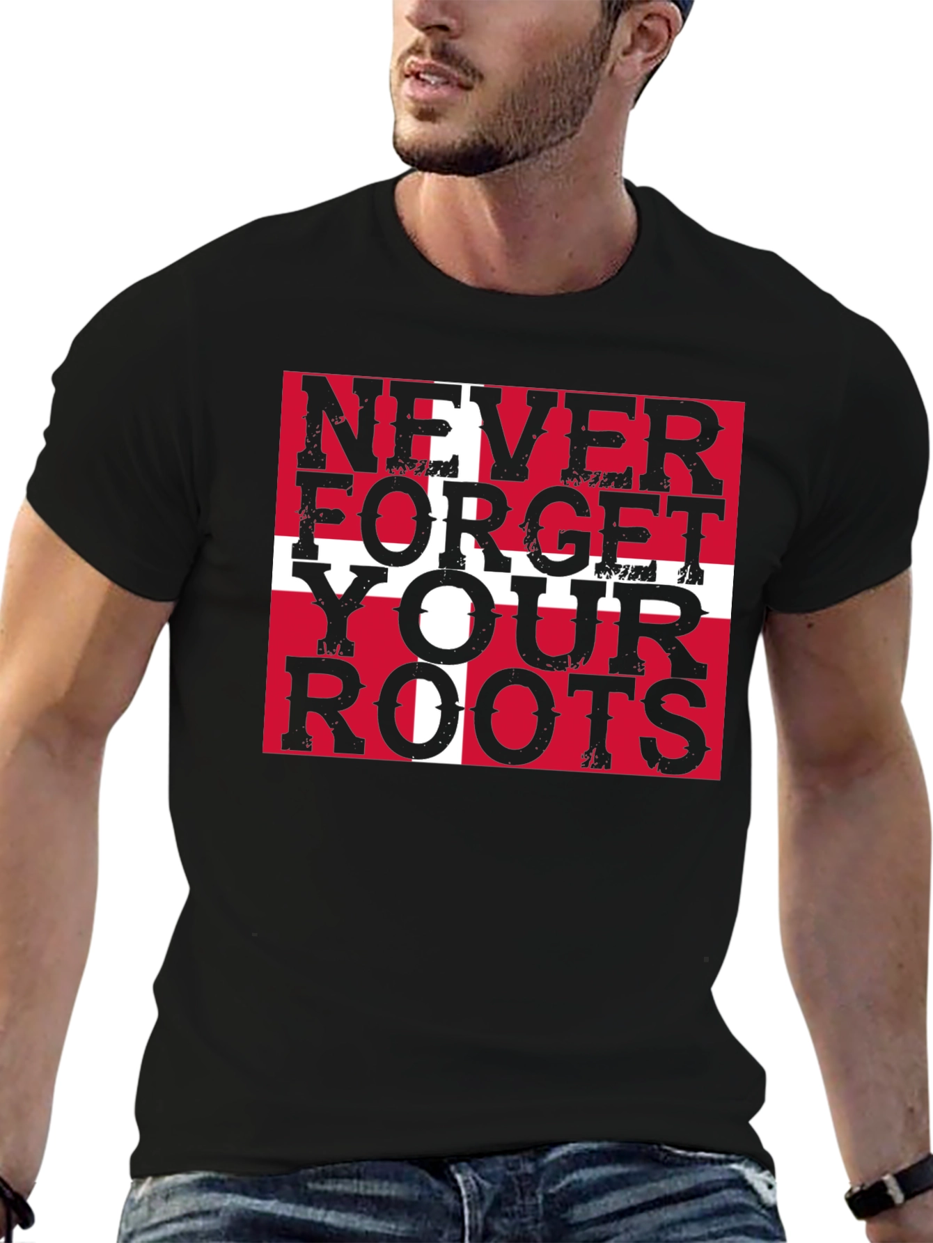 Never Forget Your Roots Denmark Flag T-Shirt