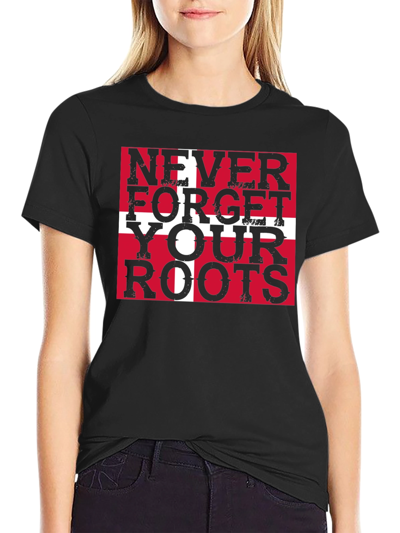 Never Forget Your Roots Denmark Flag T-Shirt