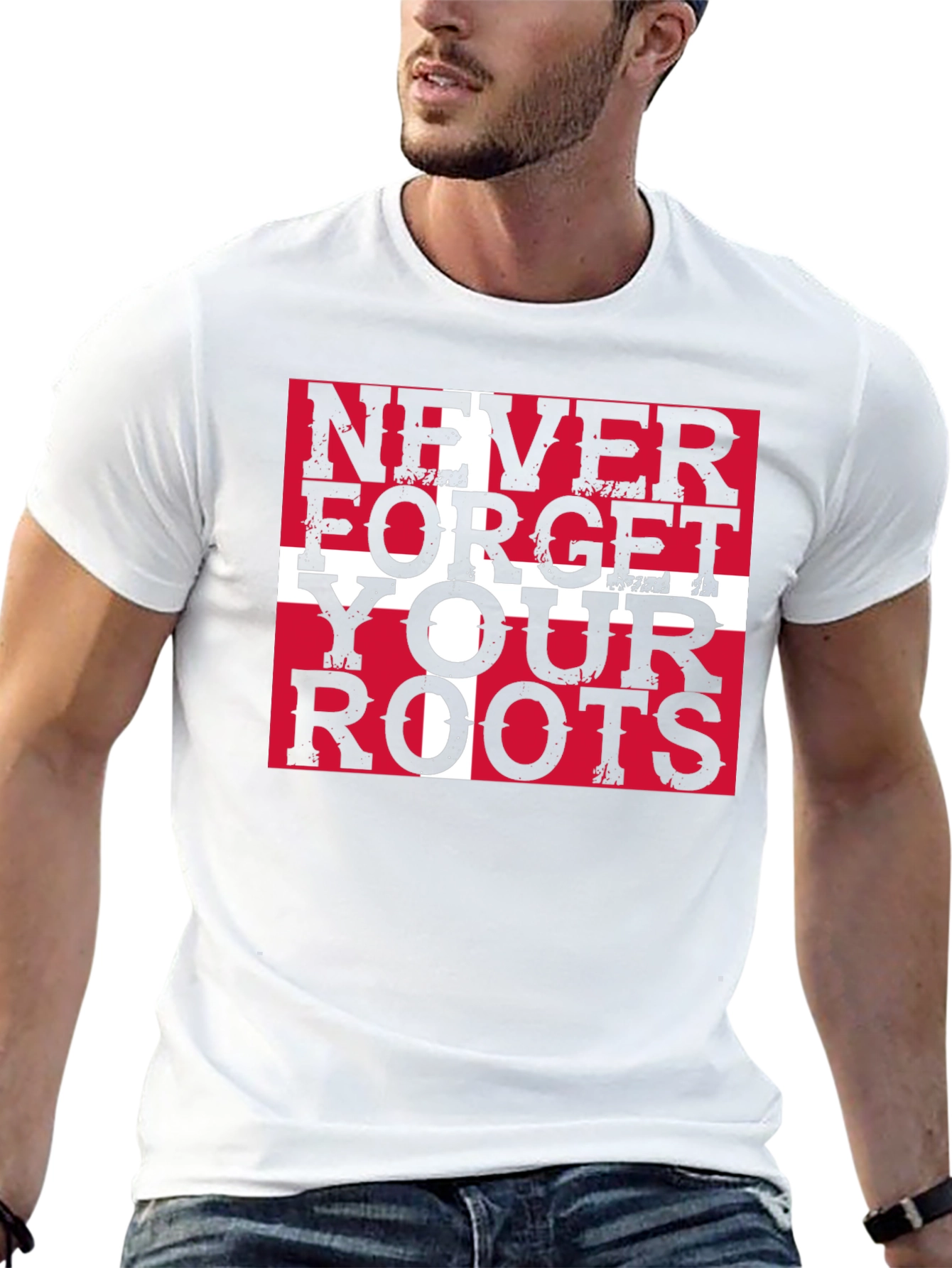 Never Forget Your Roots Denmark Flag T-Shirt