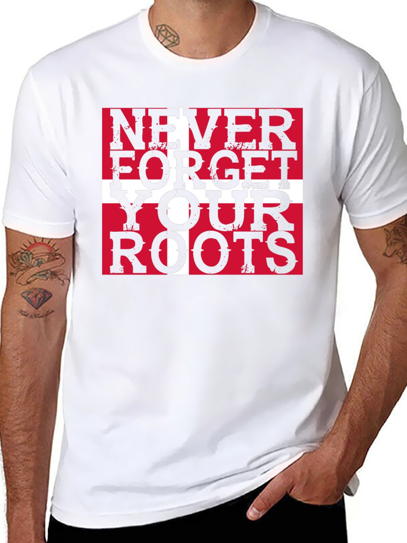 Never Forget Your Roots Denmark Flag T-Shirt