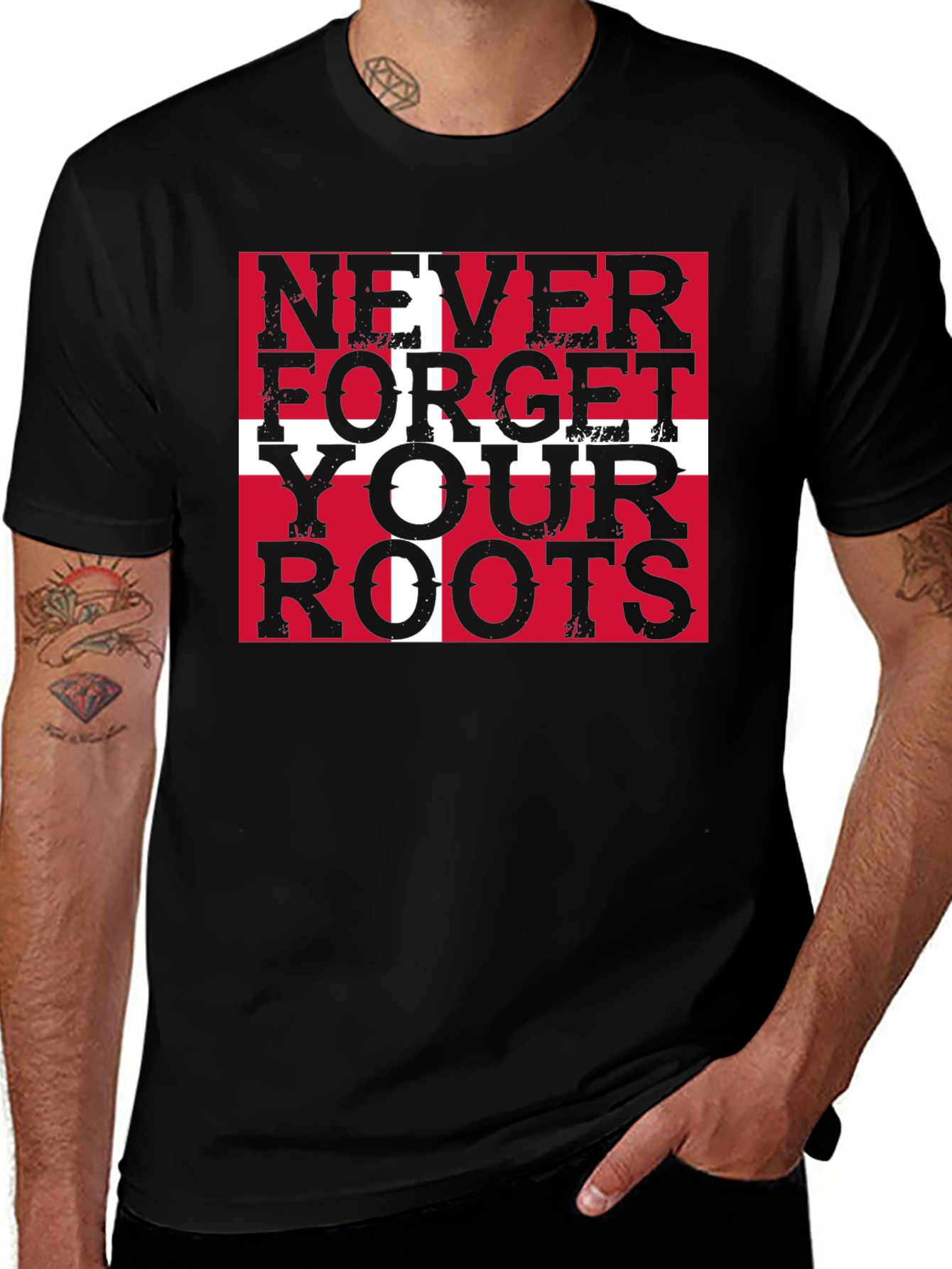 Never Forget Your Roots Denmark Flag T-Shirt