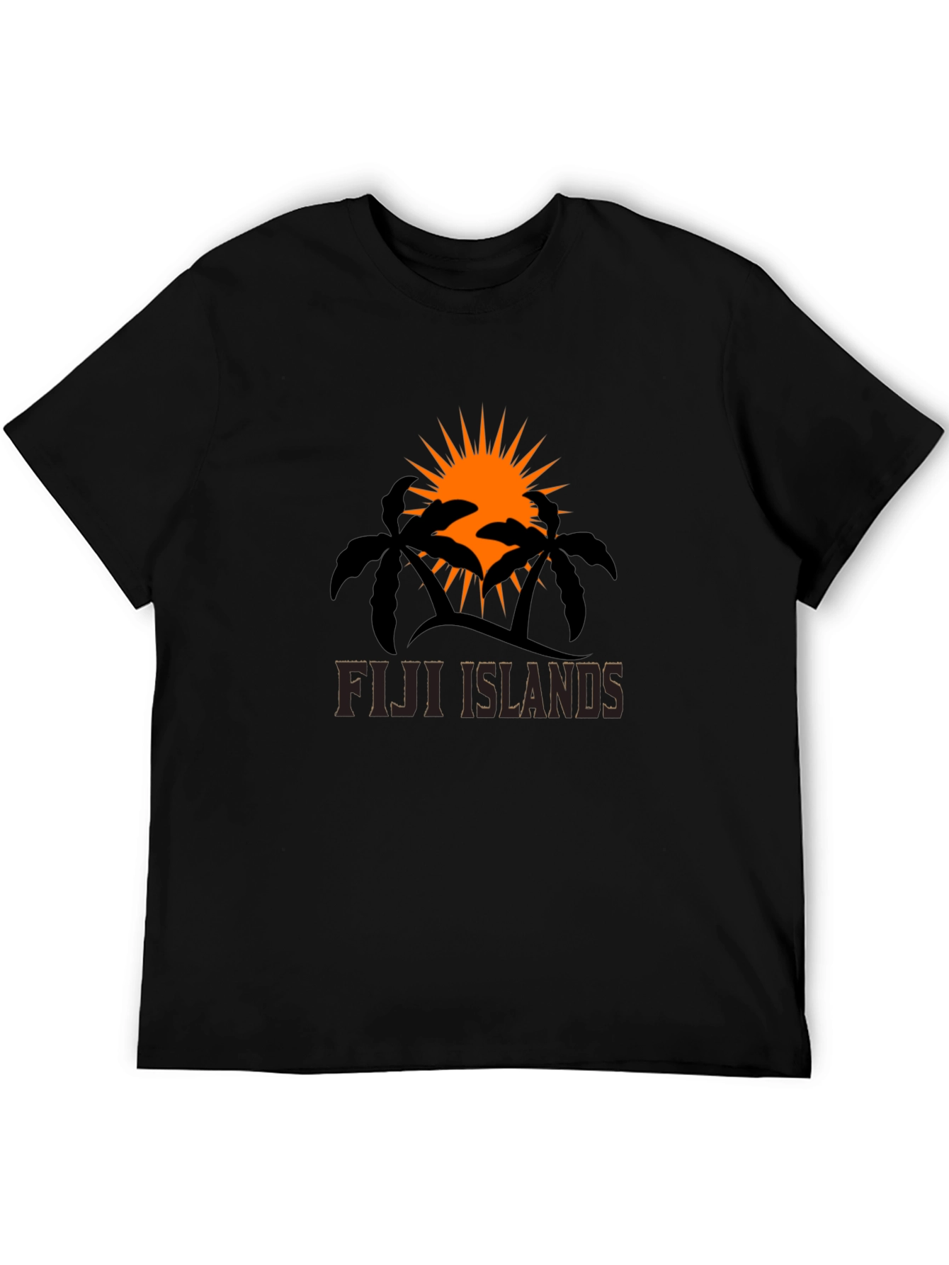 Fiji Islands Graphic Tee - Palm Tree Sunset Design