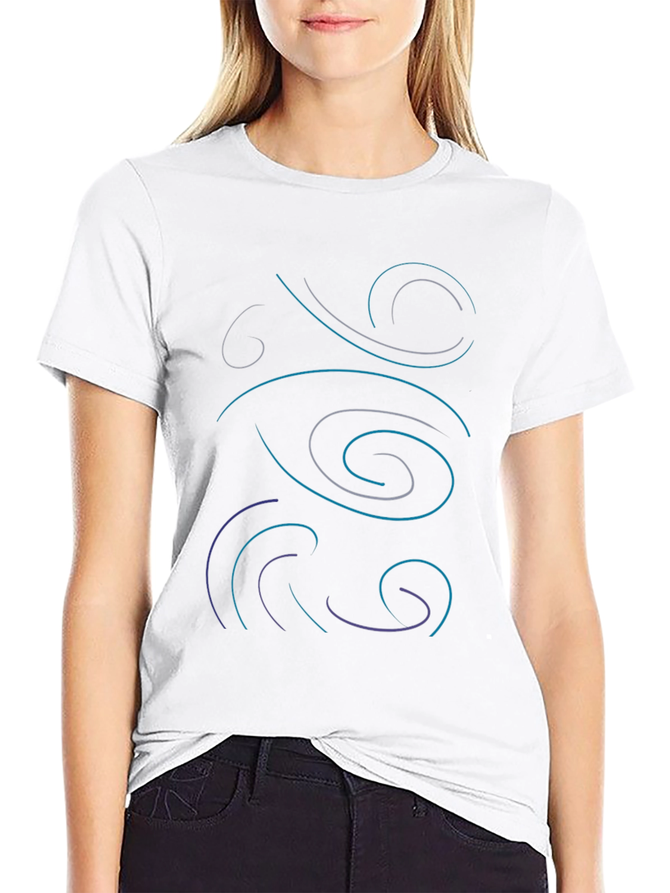 Abstract Swirl Design Black T-Shirt