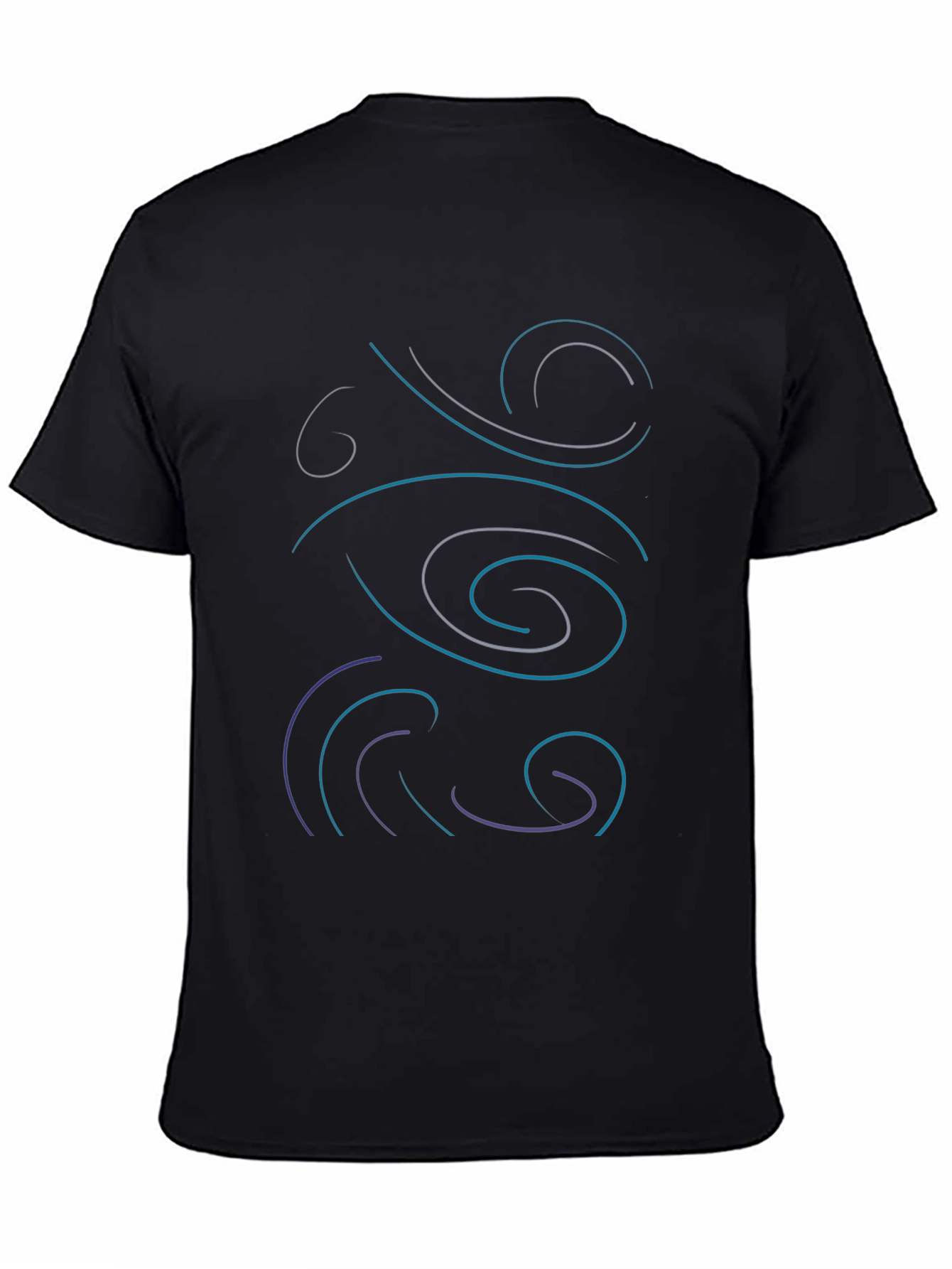 Abstract Swirl Design Black T-Shirt