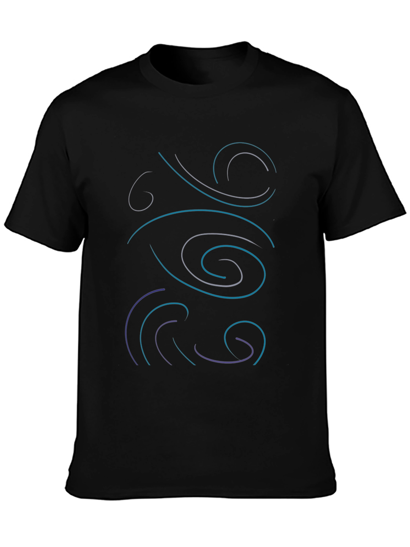Abstract Swirl Design Black T-Shirt