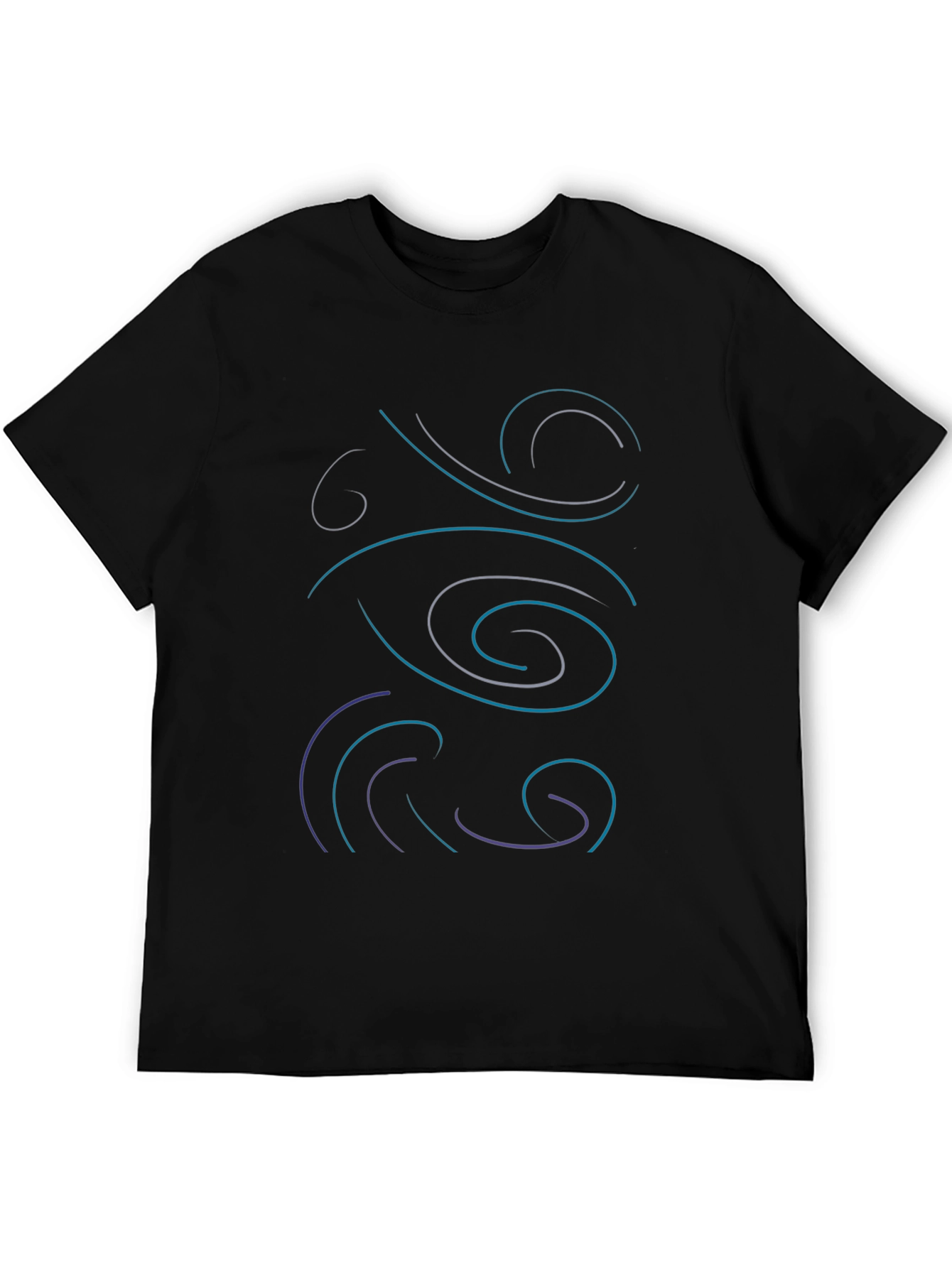 Abstract Swirl Design Black T-Shirt