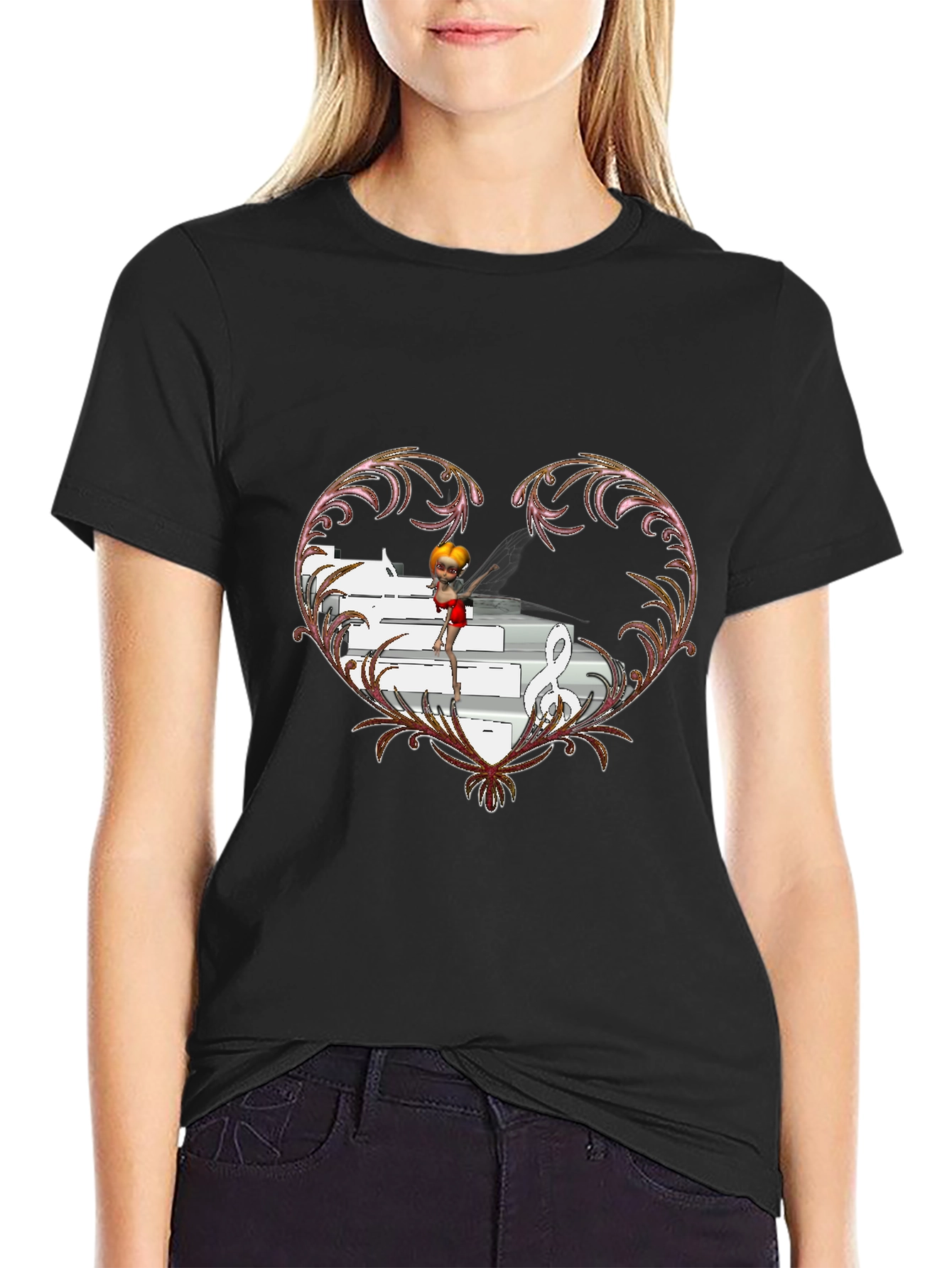 Musical Heart Graphic Tee - Unique Design