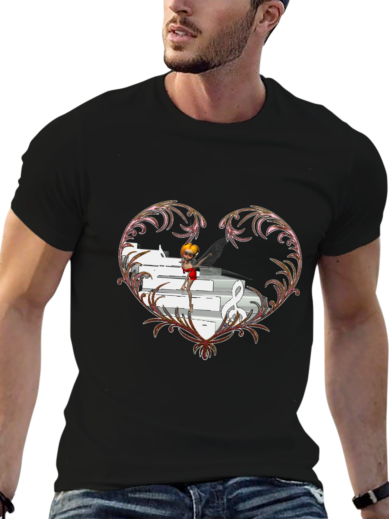 Musical Heart Graphic Tee - Unique Design