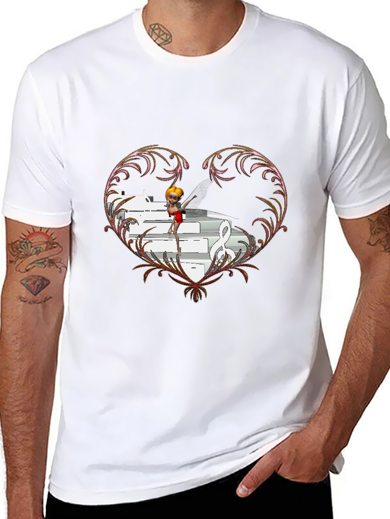Musical Heart Graphic Tee - Unique Design