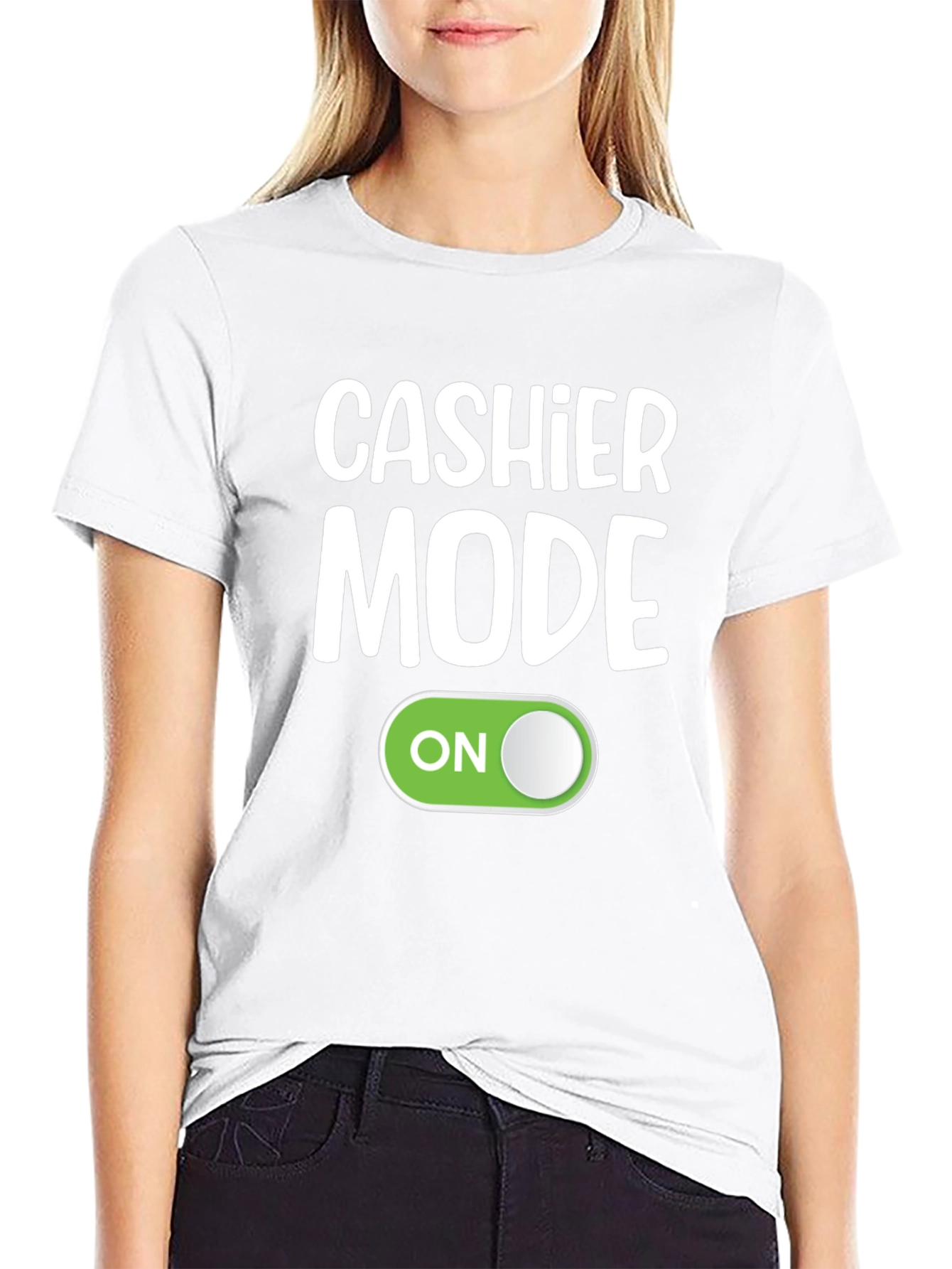 Cashier Mode On Black T-Shirt Funny Employee Gift