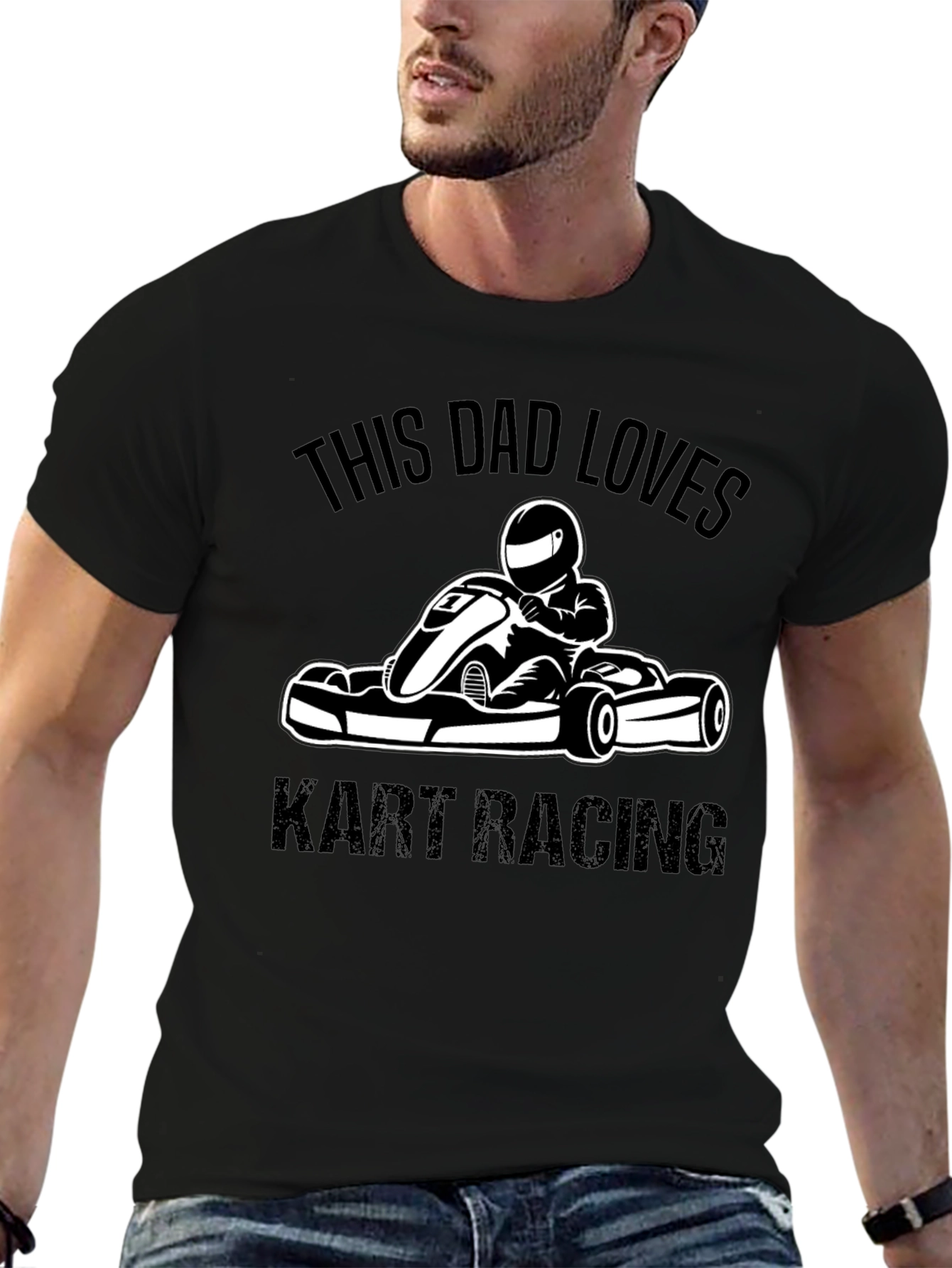 Dad Loves Kart Racing Black T-Shirt