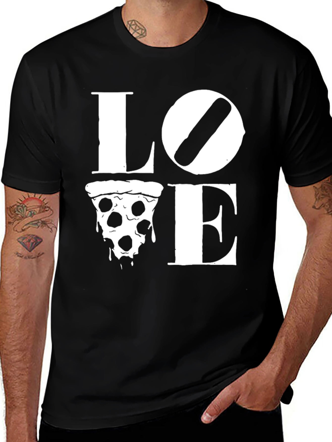 Love Pizza Graphic T-Shirt -  Comfortable Black Tee