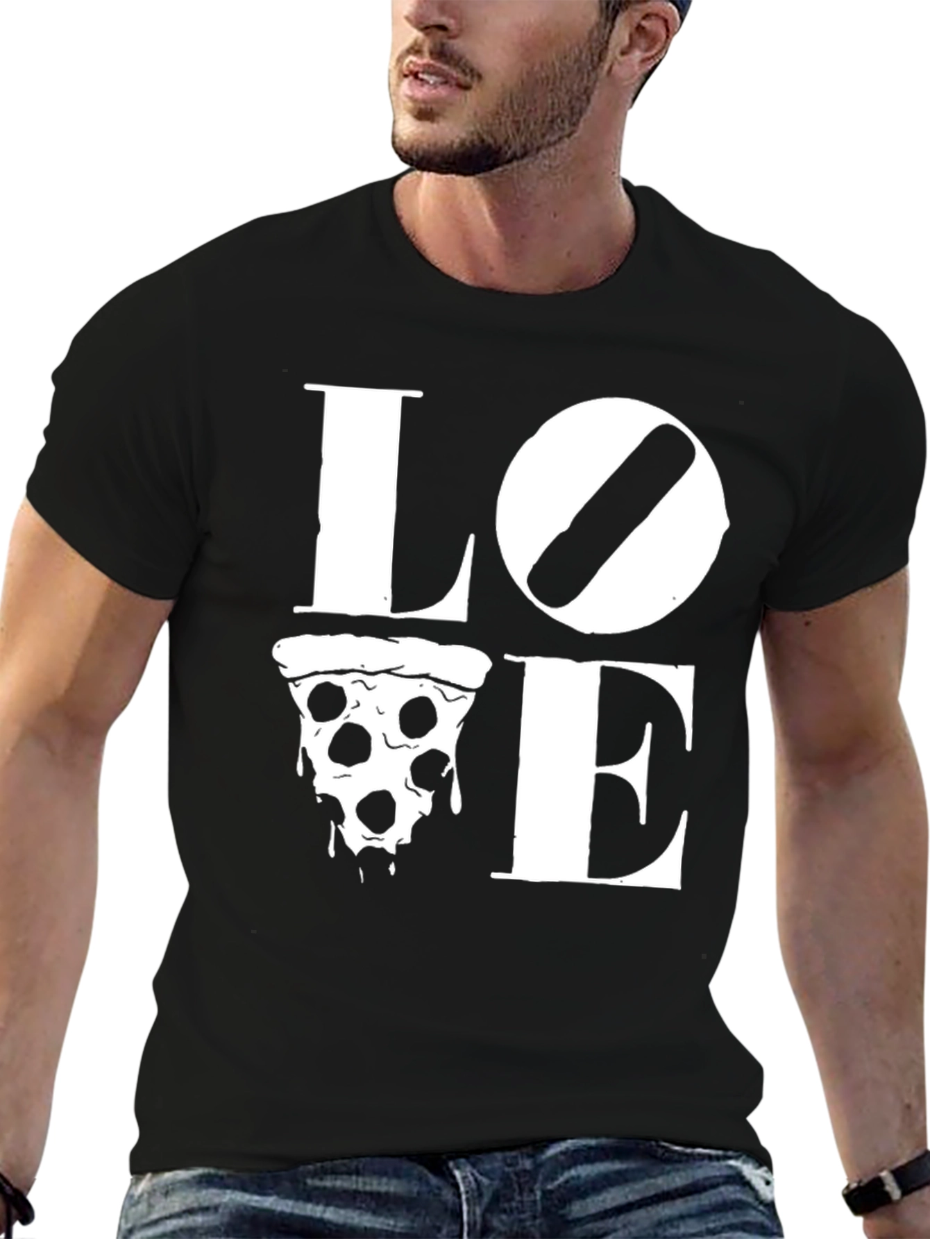 Love Pizza Graphic T-Shirt -  Comfortable Black Tee