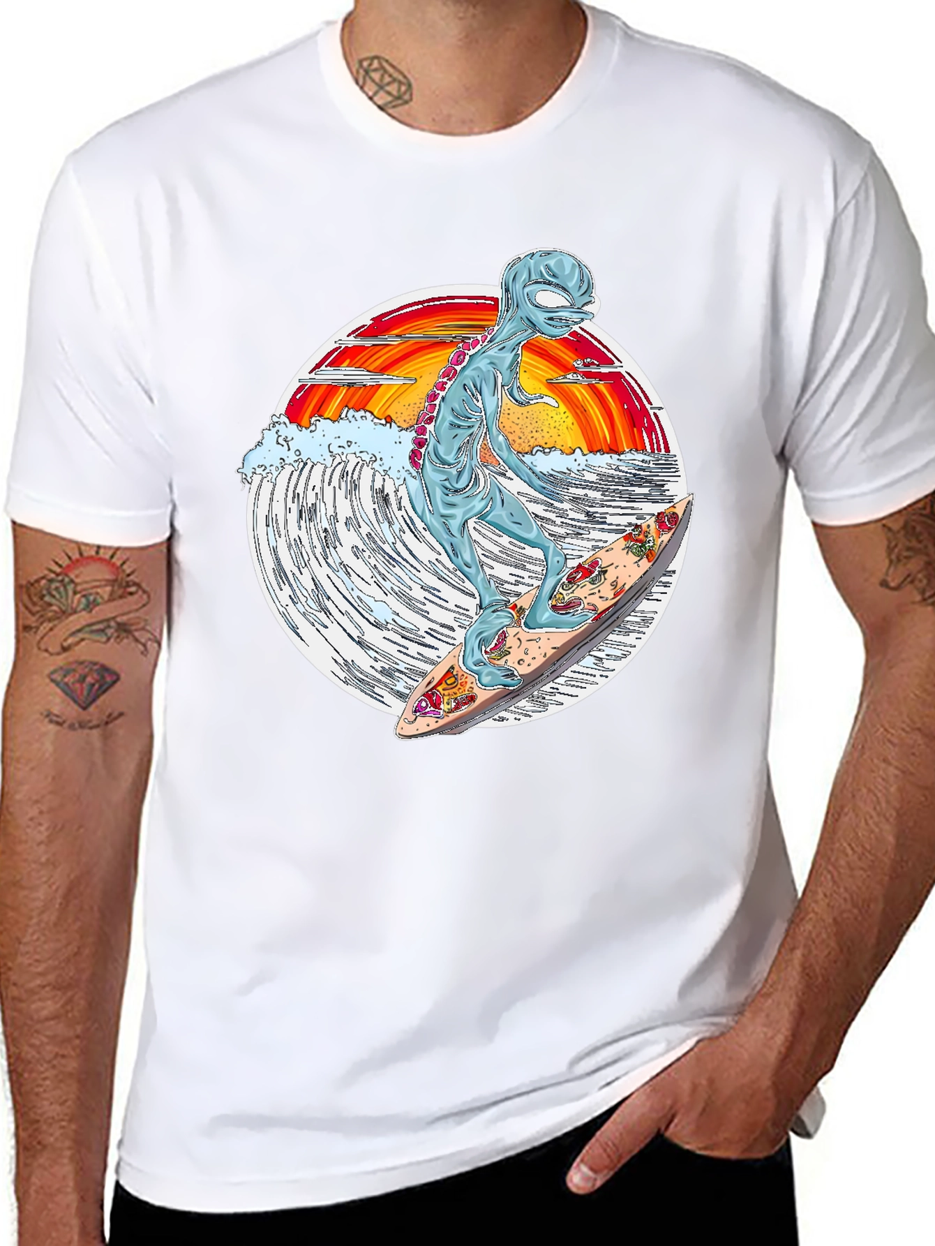 Alien Surfing Graphic T-Shirt