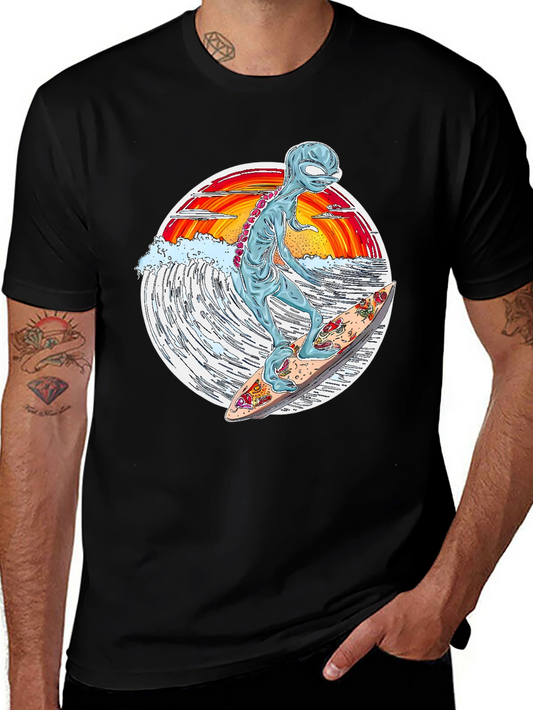 Alien Surfing Graphic T-Shirt