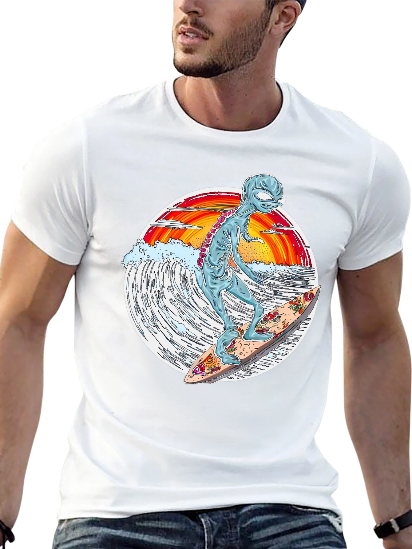 Alien Surfing Graphic T-Shirt