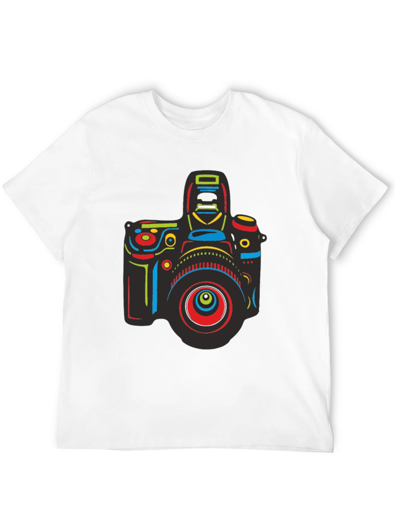 Neon Camera Graphic Tee - Black Cotton