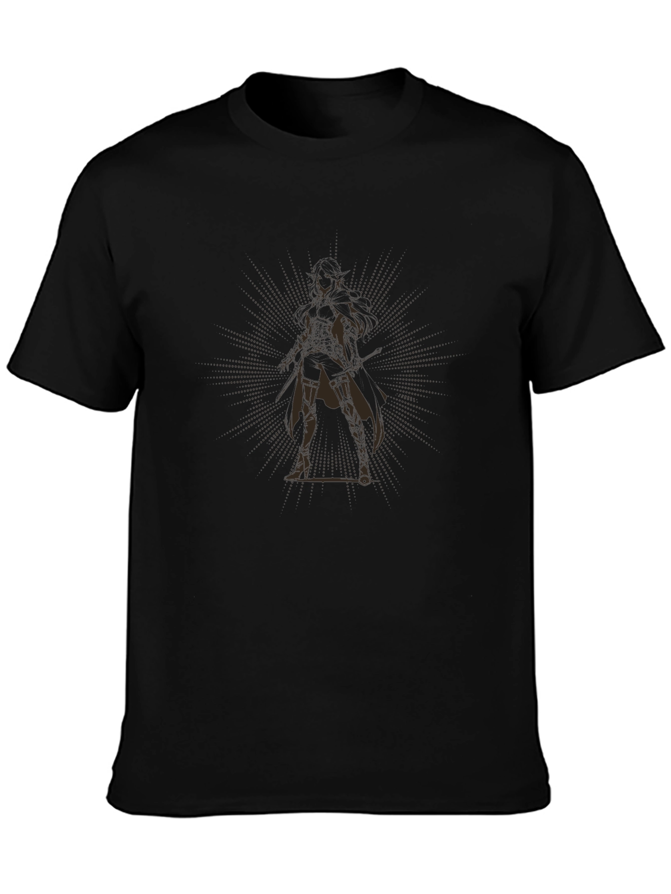 Mens Black Graphic Tee - Mysterious Character Design