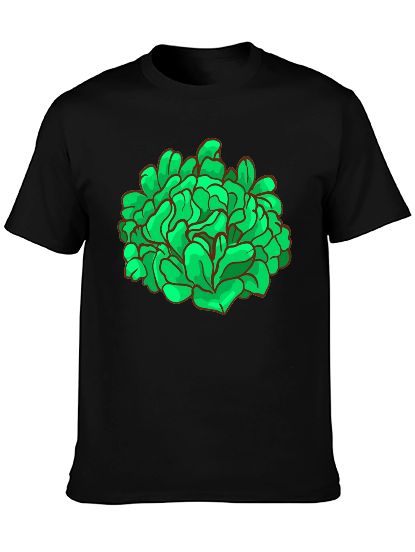 Abstract Green Graphic Print Black T-Shirt
