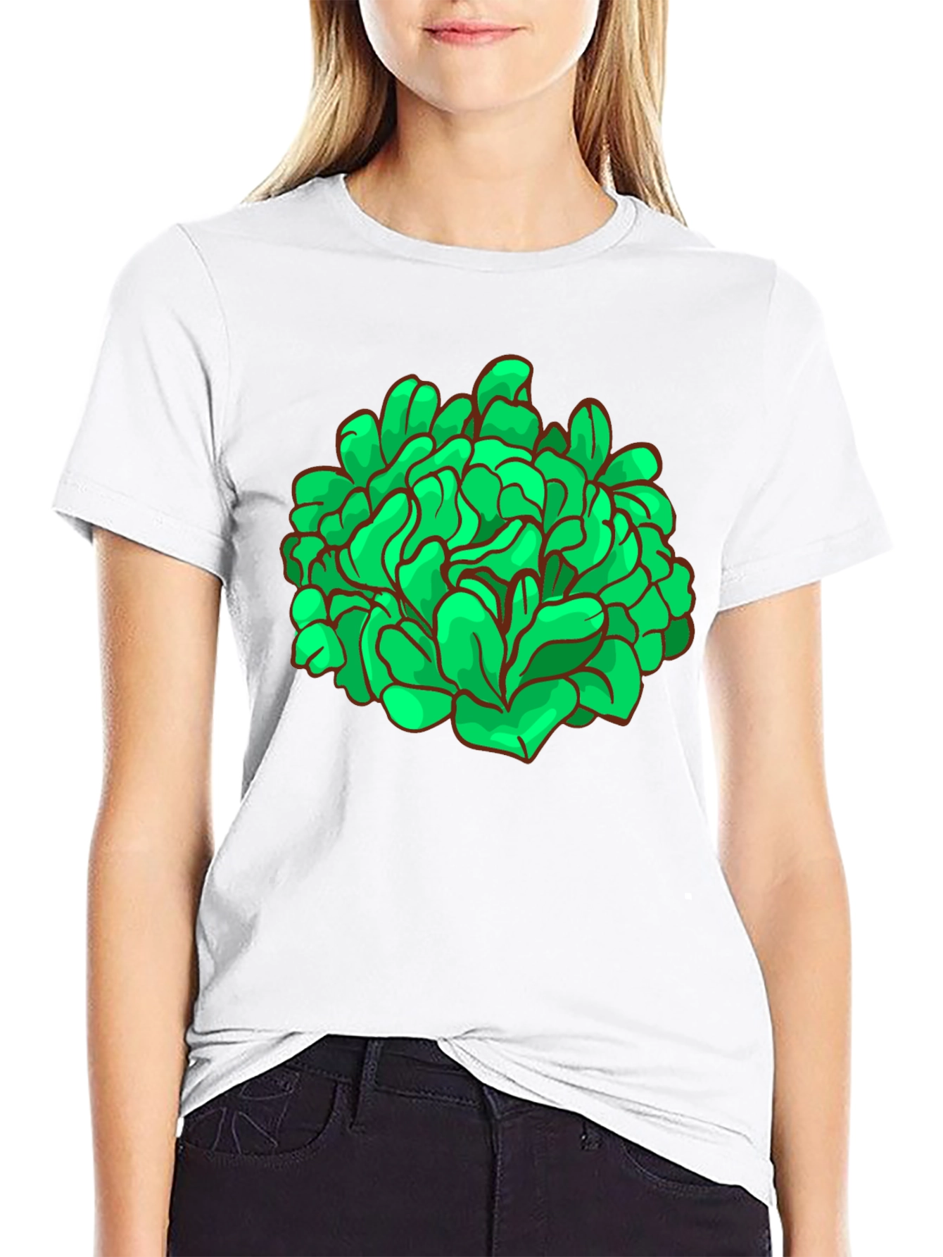 Abstract Green Graphic Print Black T-Shirt