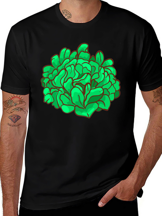 Abstract Green Graphic Print Black T-Shirt