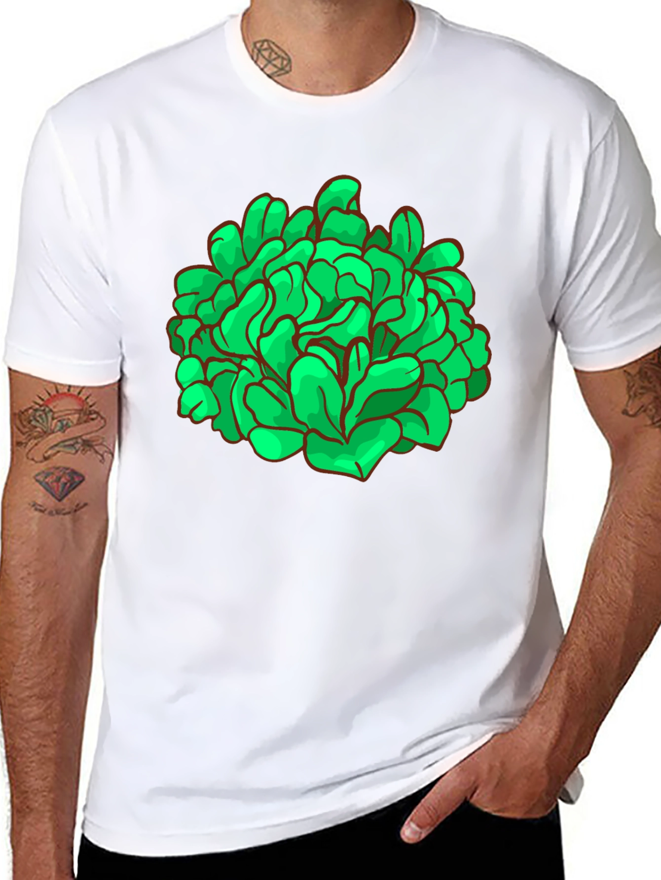 Abstract Green Graphic Print Black T-Shirt