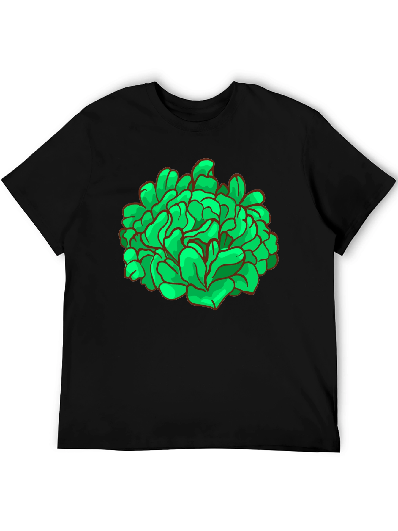 Abstract Green Graphic Print Black T-Shirt