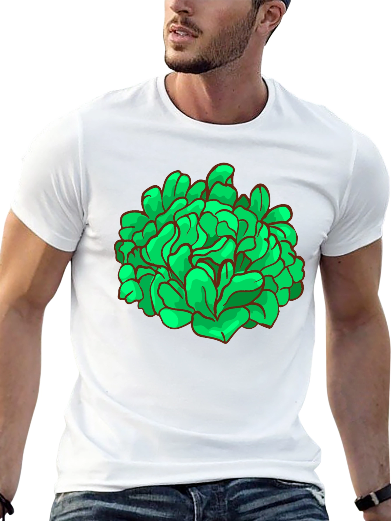 Abstract Green Graphic Print Black T-Shirt