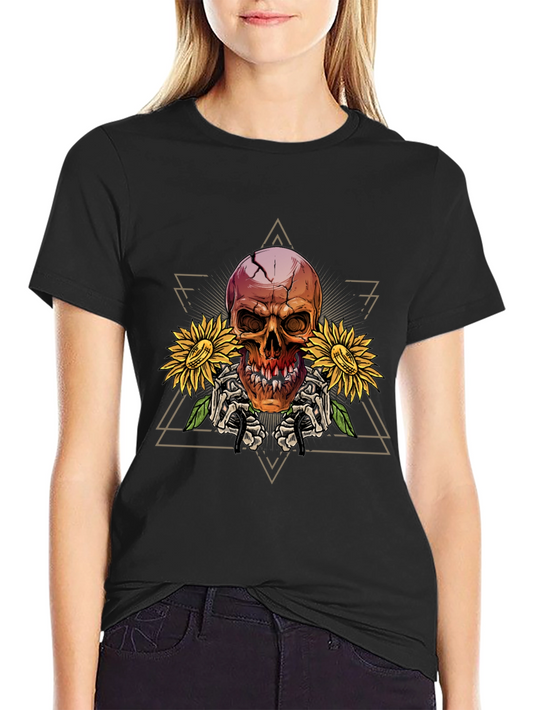 Skull & Sunflower Graphic T-Shirt - Mens Black Tee