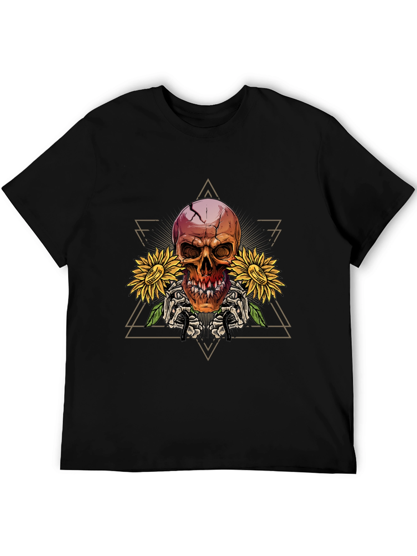 Skull & Sunflower Graphic T-Shirt - Mens Black Tee