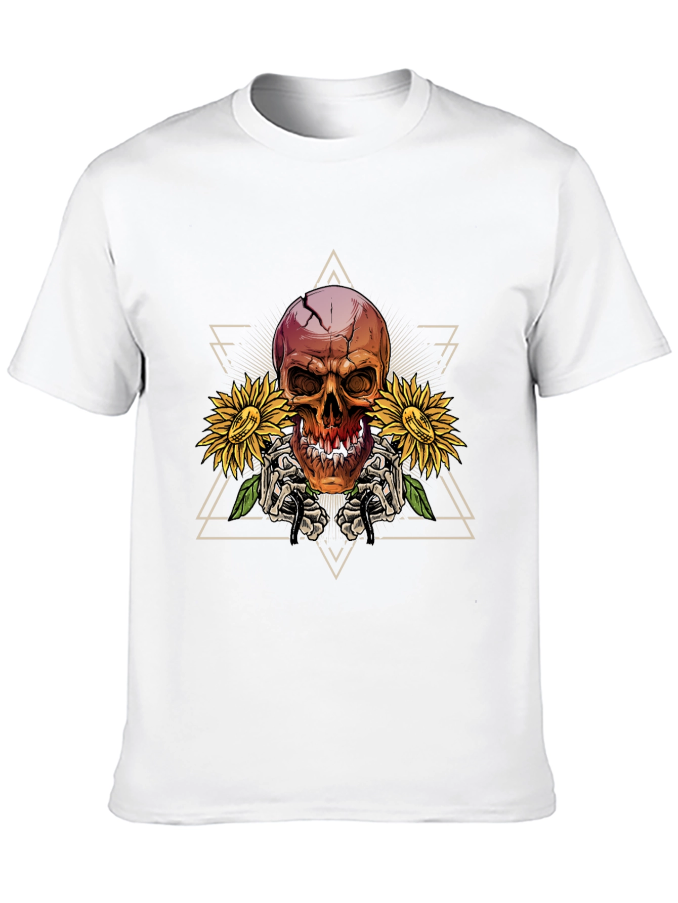 Skull & Sunflower Graphic T-Shirt - Mens Black Tee