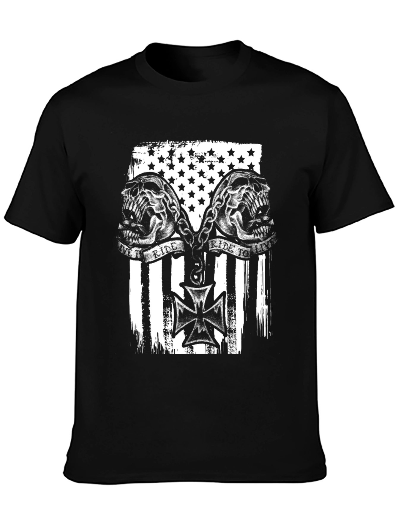 Skull Rider Flag Graphic T-Shirt
