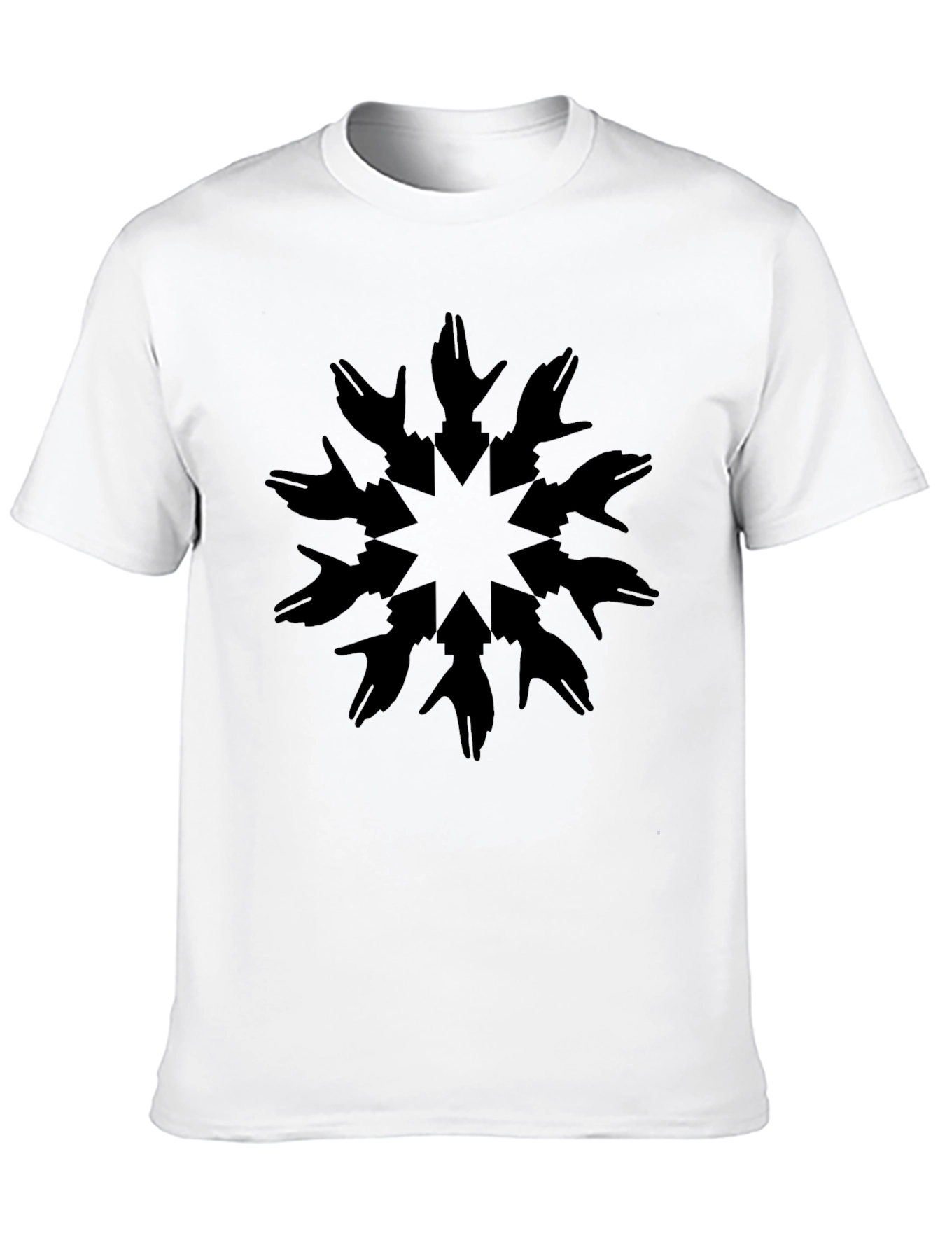 Graphic Print Tee - Black Hands Star Design