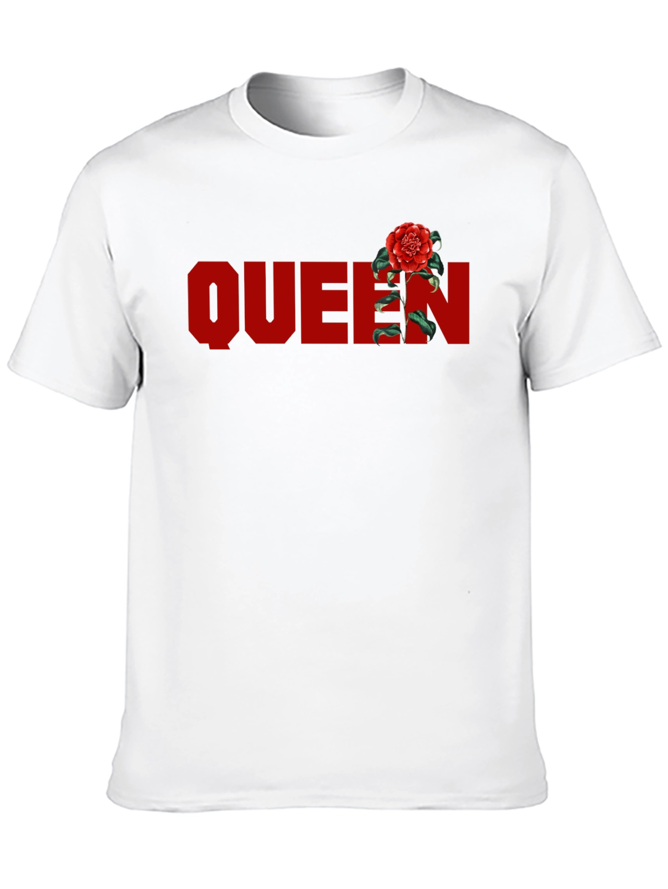 Queen Rose Graphic T-Shirt - Stylish Crew Neck Tee