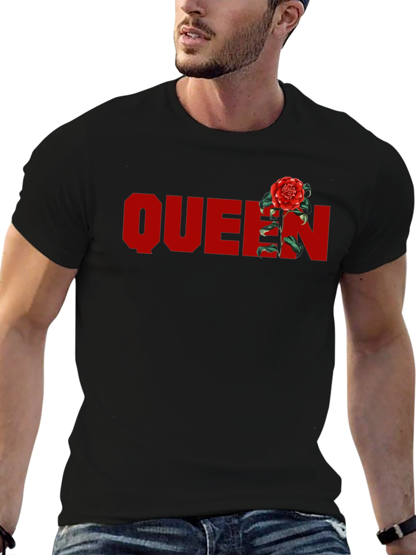 Queen Rose Graphic T-Shirt - Stylish Crew Neck Tee