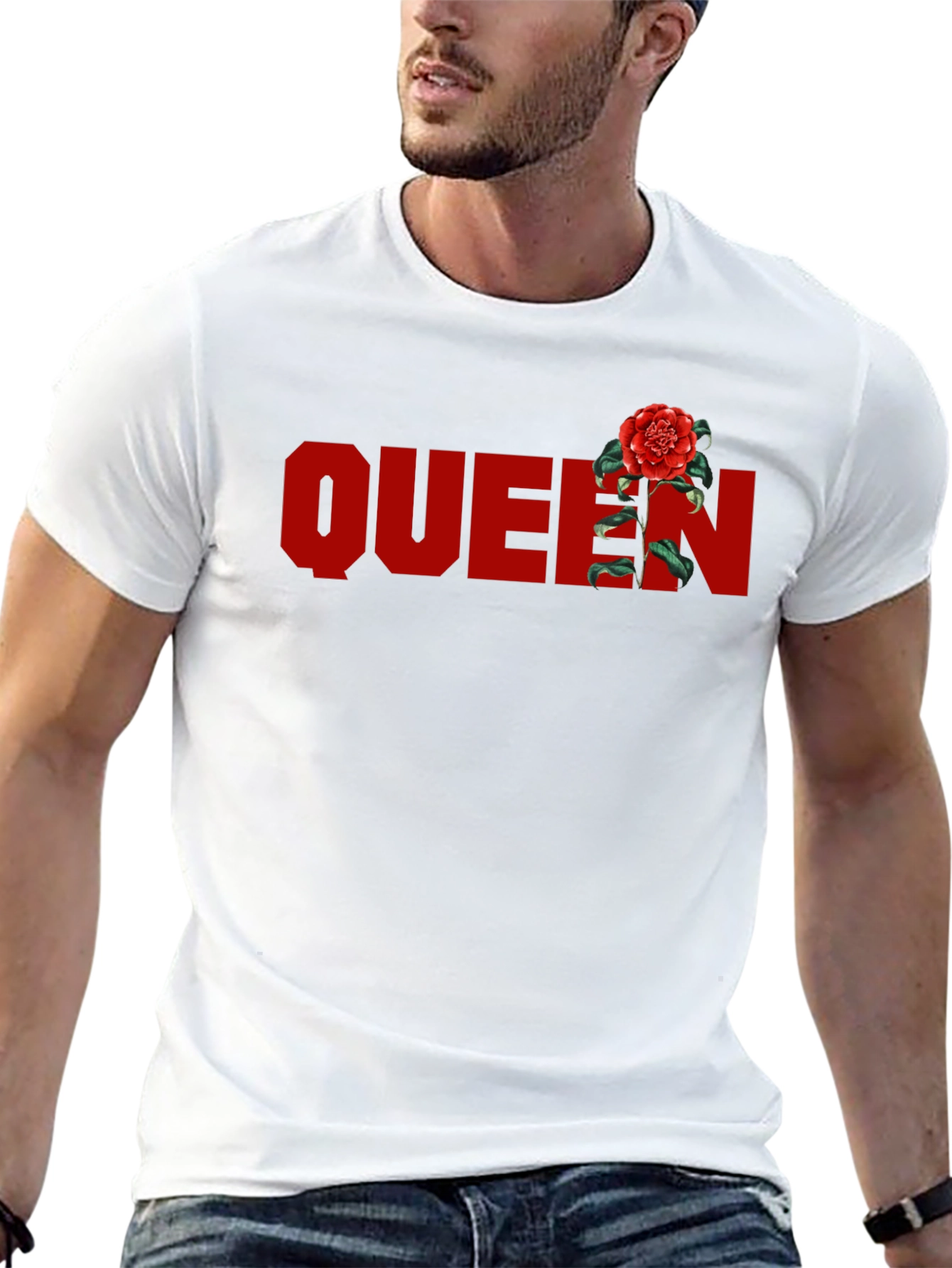 Queen Rose Graphic T-Shirt - Stylish Crew Neck Tee
