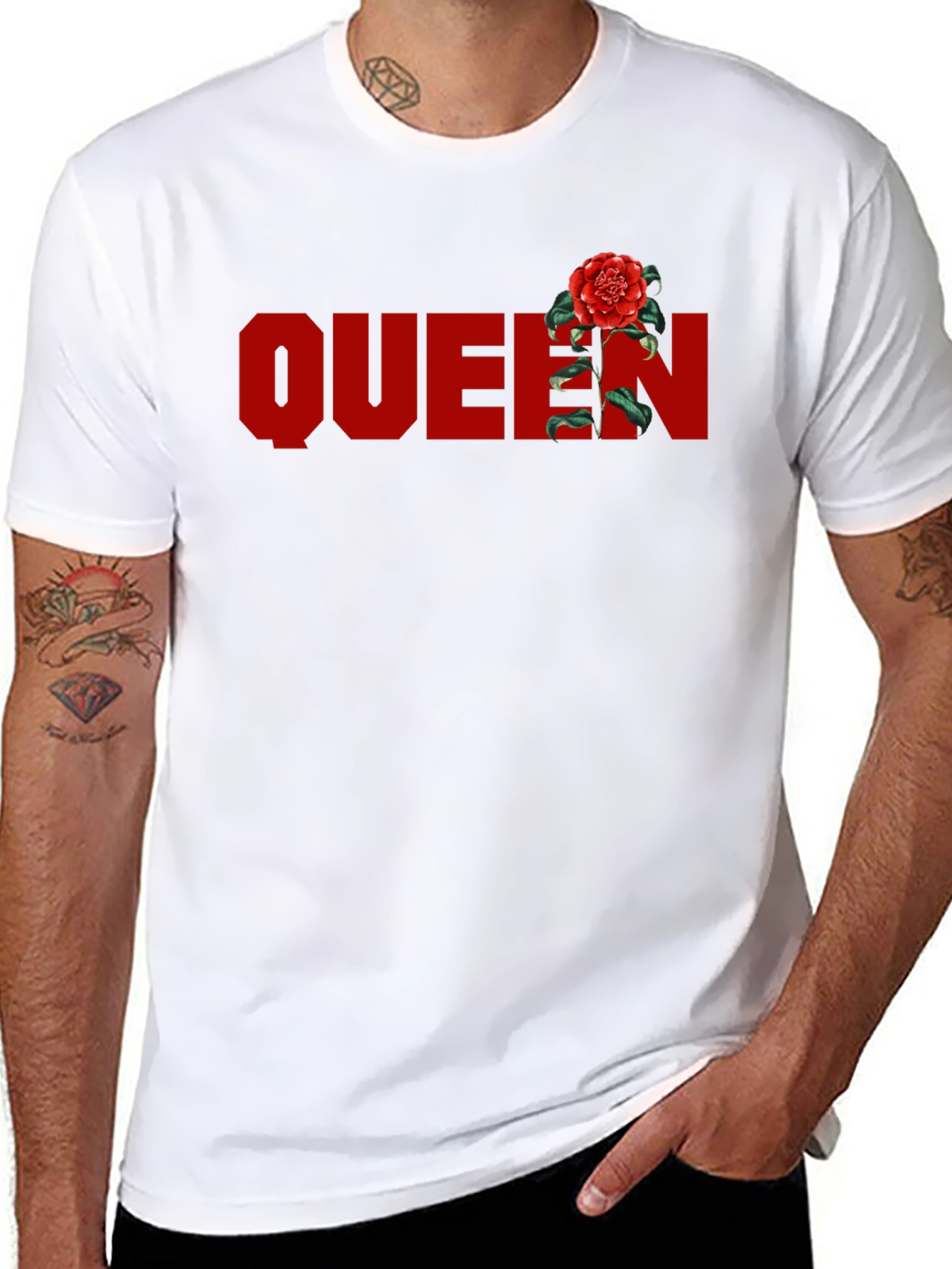 Queen Rose Graphic T-Shirt - Stylish Crew Neck Tee