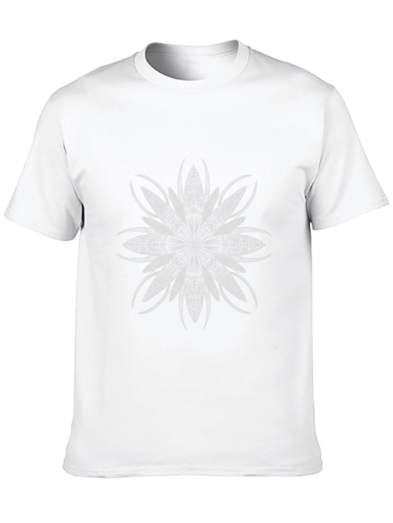 Geometric Floral Print Black T-Shirt