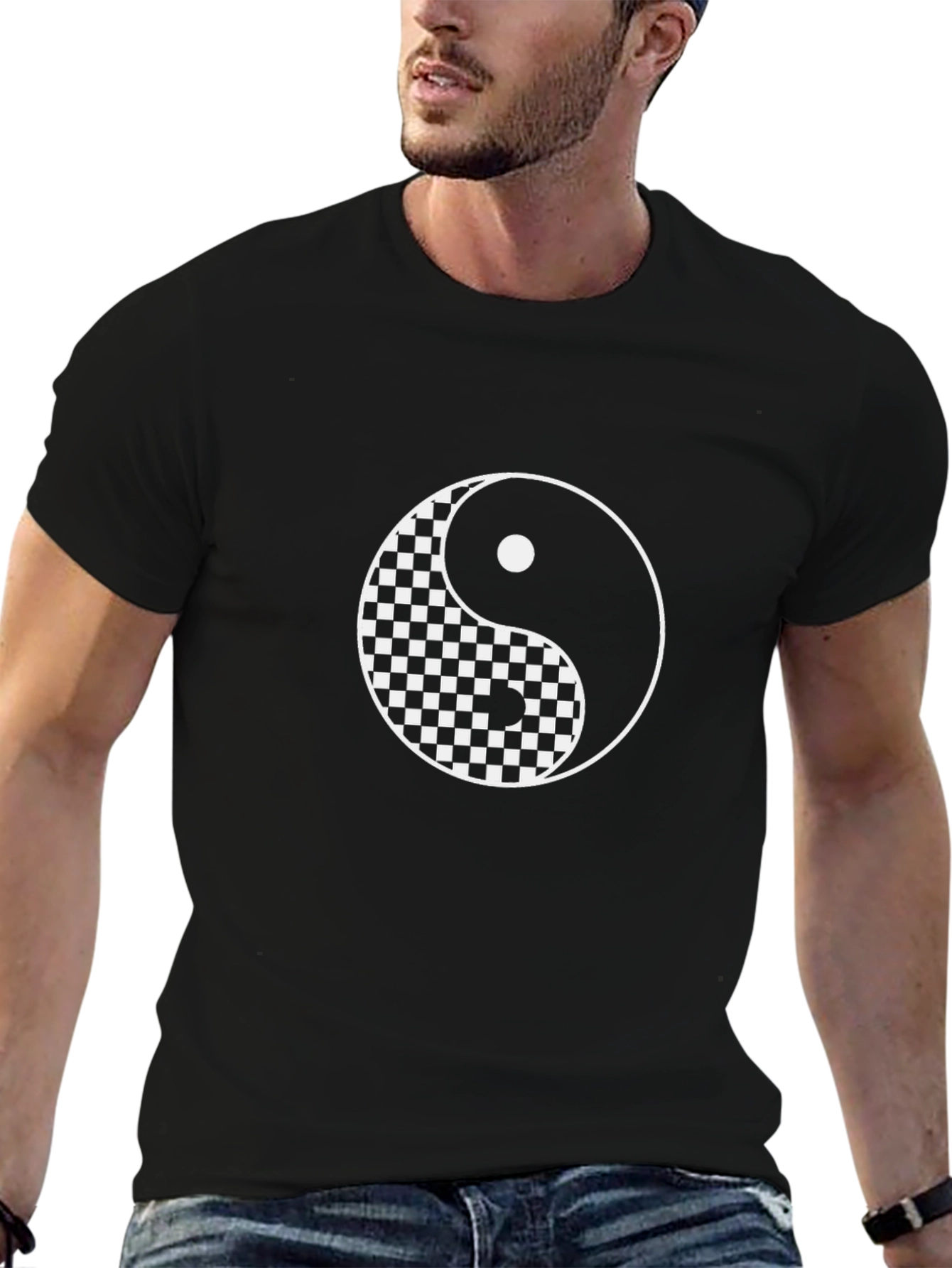 Yin Yang Checkerboard Graphic Tee
