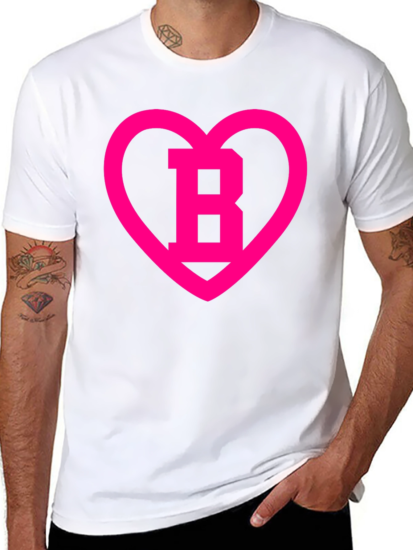 Black T-Shirt with Pink Heart B Design