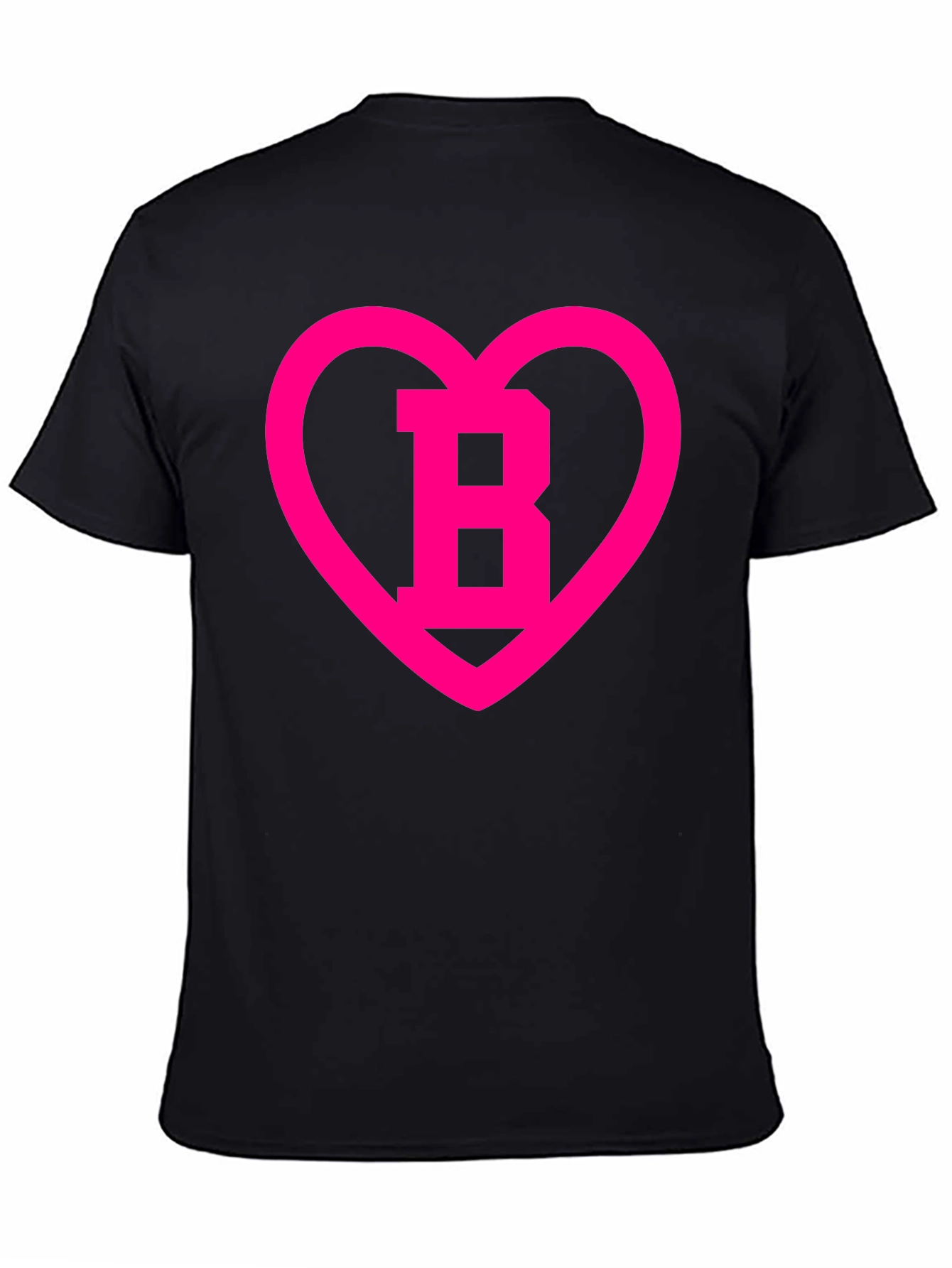 Black T-Shirt with Pink Heart B Design