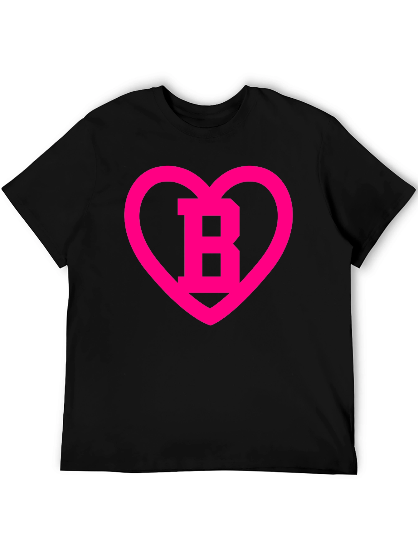 Black T-Shirt with Pink Heart B Design