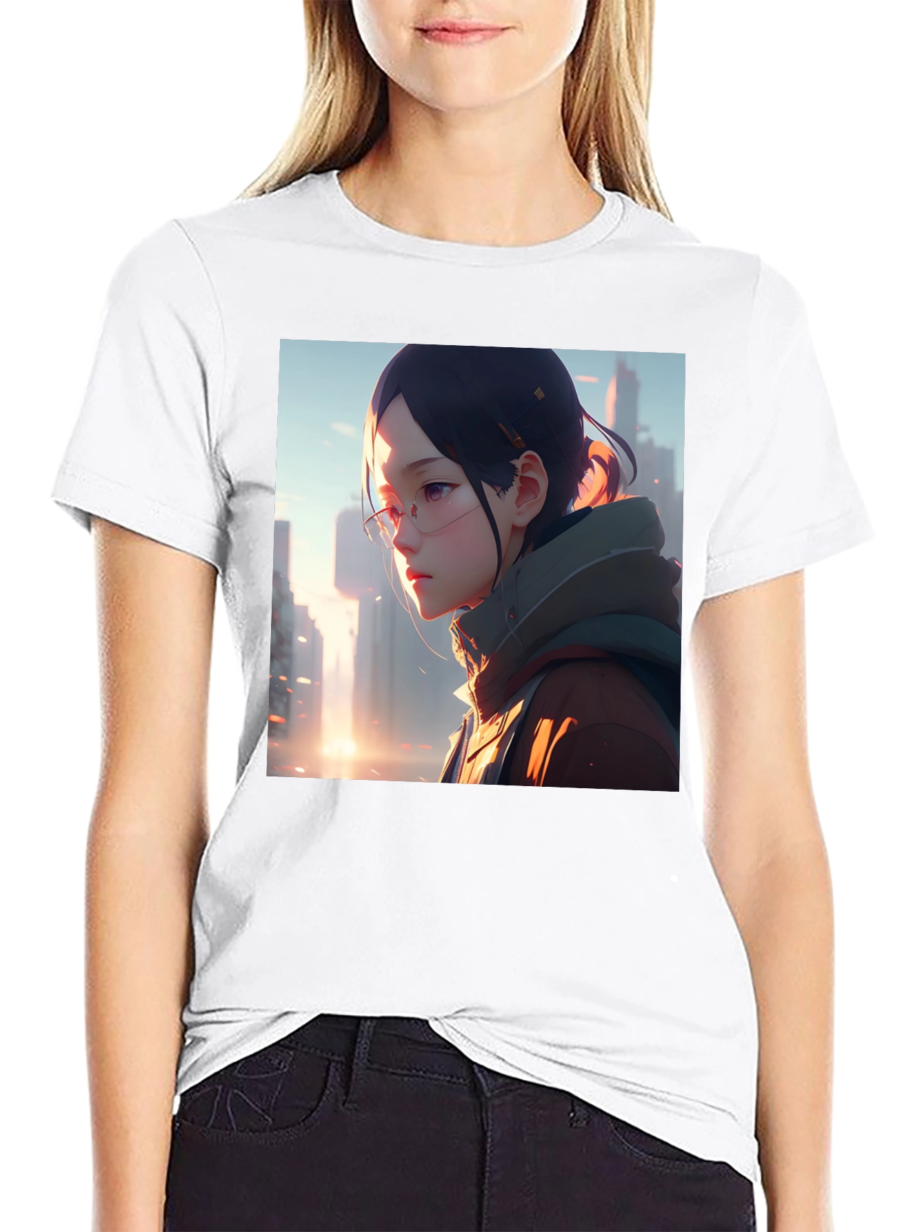 Anime Girl Black T-Shirt