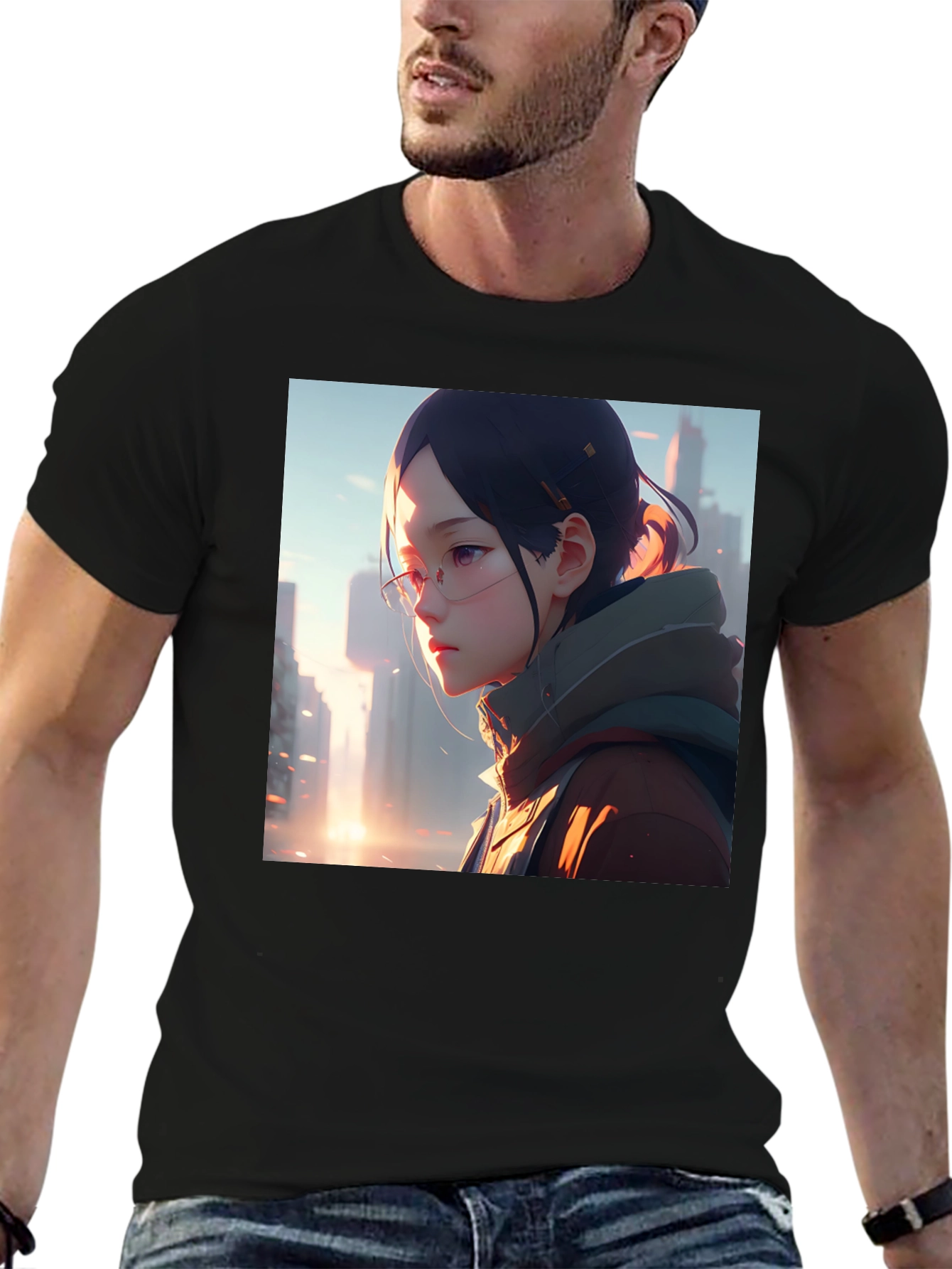 Anime Girl Black T-Shirt